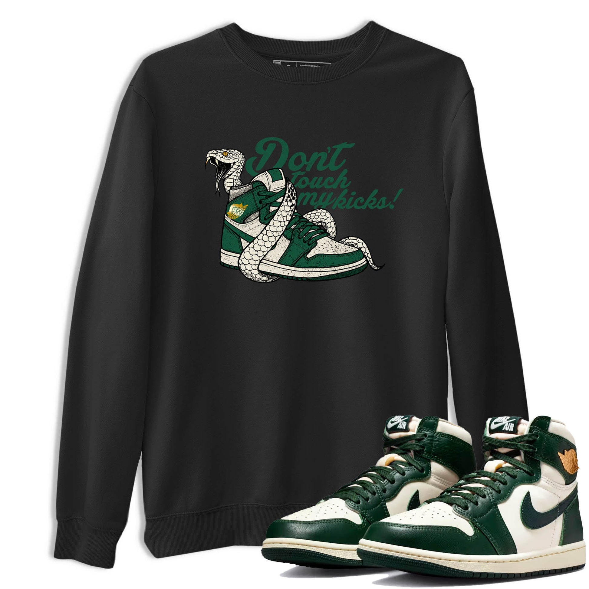 Sneaker Threads – Sneaker Tees To Match Air Jordan 1 Pro Green – Don't Touch My Kicks Graphic Tee Black 1. Perfect for Jordan releases 2025 colorways.