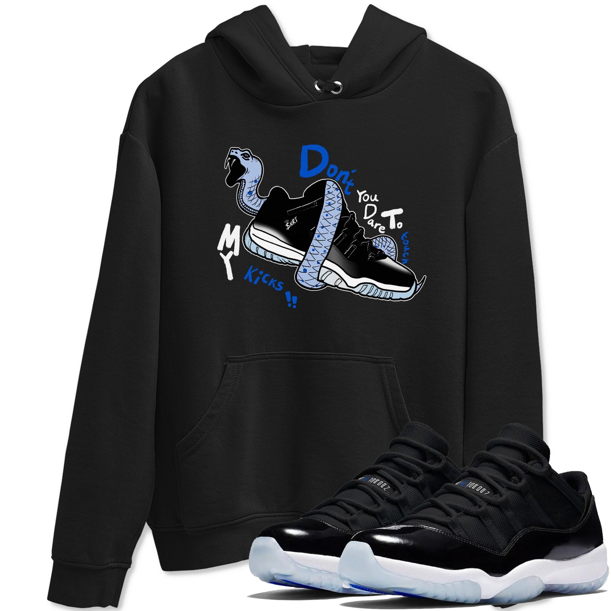 AJ11 Black and Varsity Royal shirt to match jordans Don't Touch My Kicks sneaker tees Air Jordan 11 Black/Varsity Royal SNRT Sneaker Release Tees unisex cotton Black 1 crew neck shirt