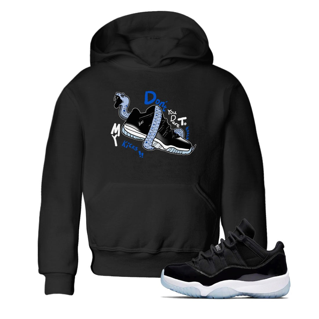 AJ11 Black and Varsity Royal shirt to match jordans Don't Touch My Kicks sneaker tees Air Jordan 11 Black/Varsity Royal SNRT sneaker release tees baby toddler Black 1 cotton Shirt