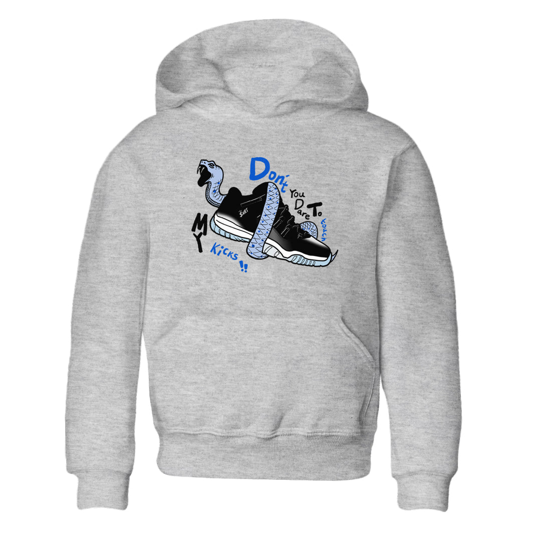 AJ11 Black and Varsity Royal shirt to match jordans Don't Touch My Kicks sneaker tees Air Jordan 11 Black/Varsity Royal SNRT sneaker release tees baby toddler Heather Grey 2 cotton Shirt