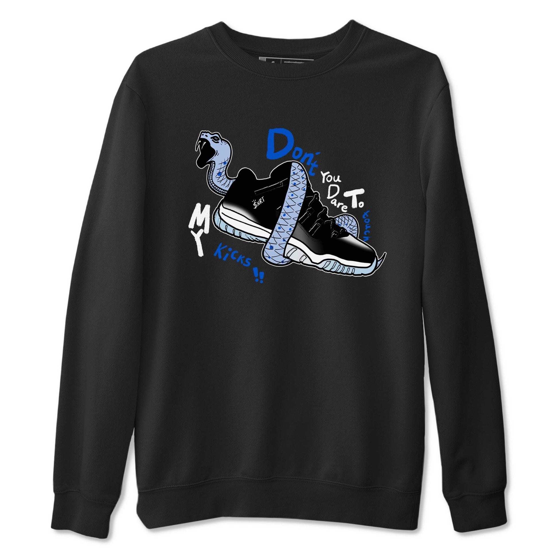 AJ11 Black and Varsity Royal shirt to match jordans Don't Touch My Kicks sneaker tees Air Jordan 11 Black/Varsity Royal SNRT Sneaker Release Tees unisex cotton Black 2 crew neck shirt