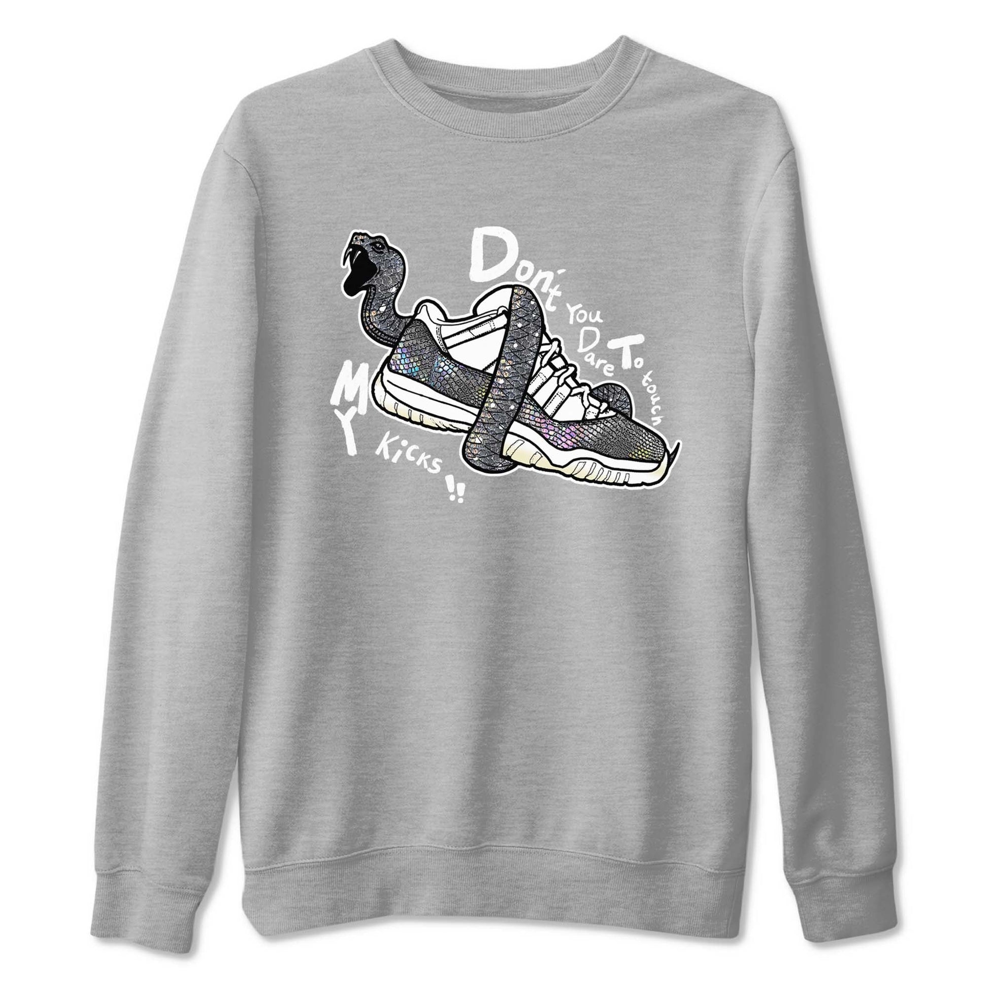 11s Year Of The Snake shirts to match jordans Don't Touch My Kicks shirts to match jordans Air Jordan 11 Retro Low Year Of The Snake match shoes to clothes SNRT Sneaker Tees unisex cotton Heather Grey 2 shirts