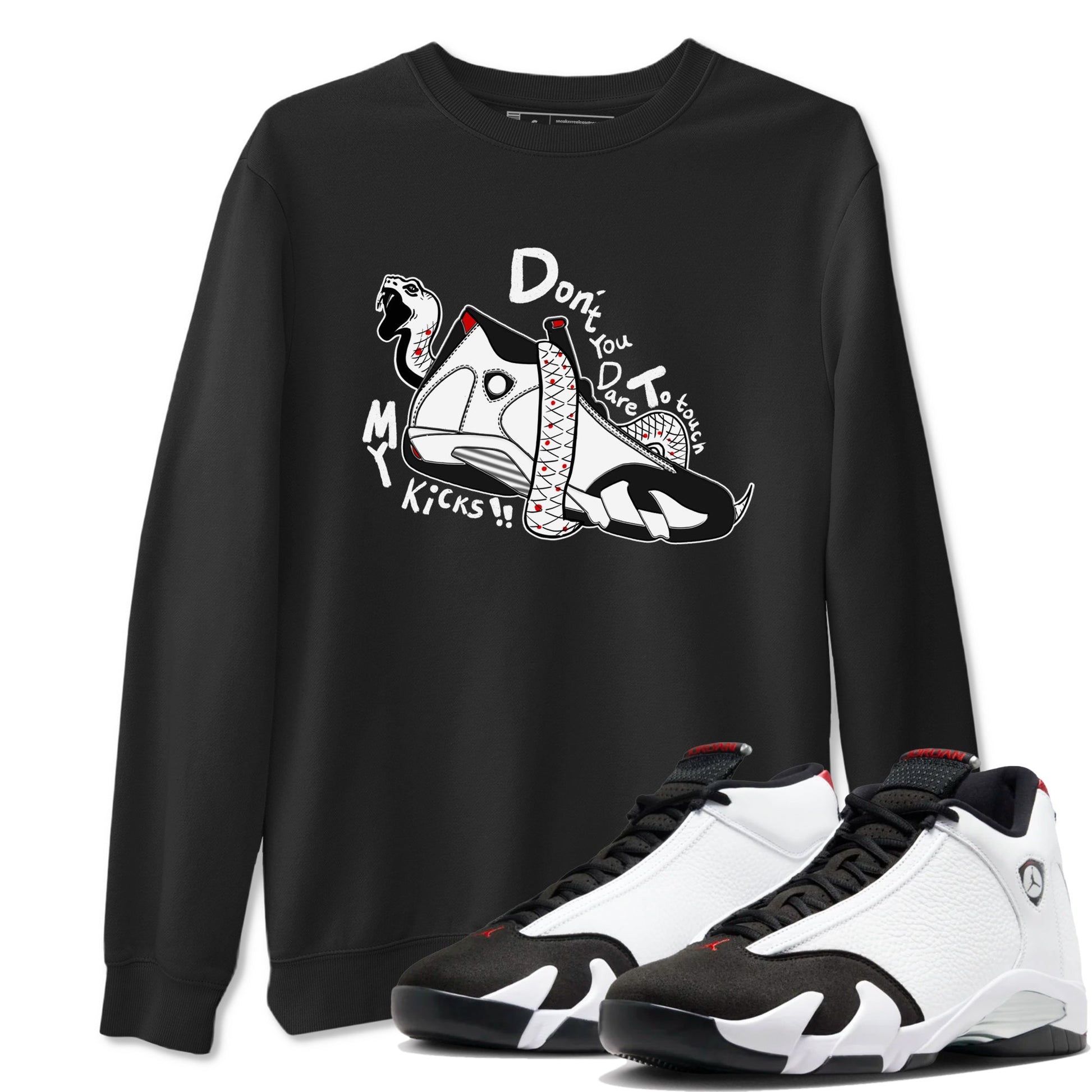 Air Jordan 14 Black Toe t shirts to match sneakers Don't Touch My Kicks sneaker match tees 14s Black Toe sneaker match tee SNRT Sneaker Tees unisex cotton Black 1 shirts
