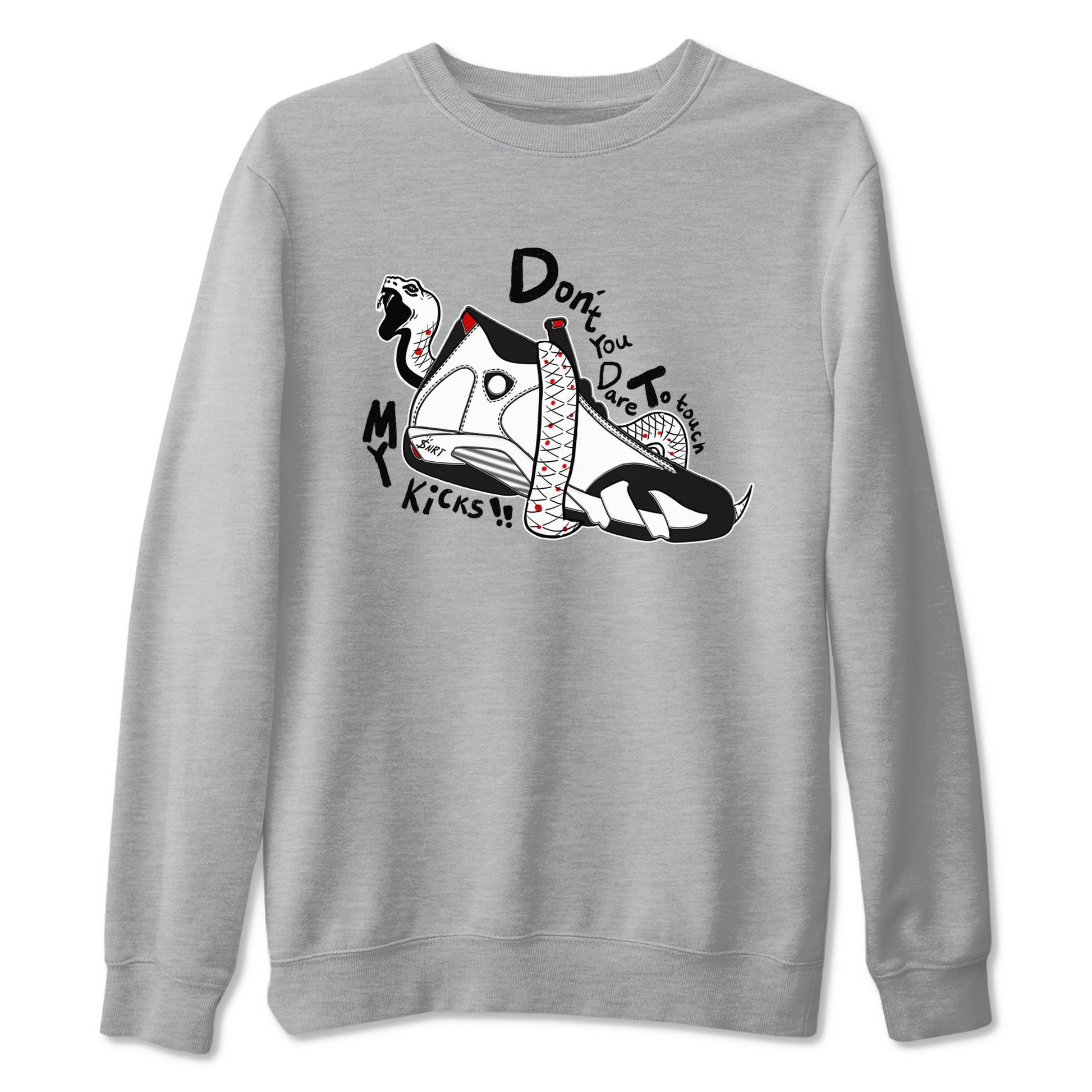Air Jordan 14 Black Toe t shirts to match sneakers Don't Touch My Kicks sneaker match tees 14s Black Toe sneaker match tee SNRT Sneaker Tees unisex cotton Heather Grey 2 shirts