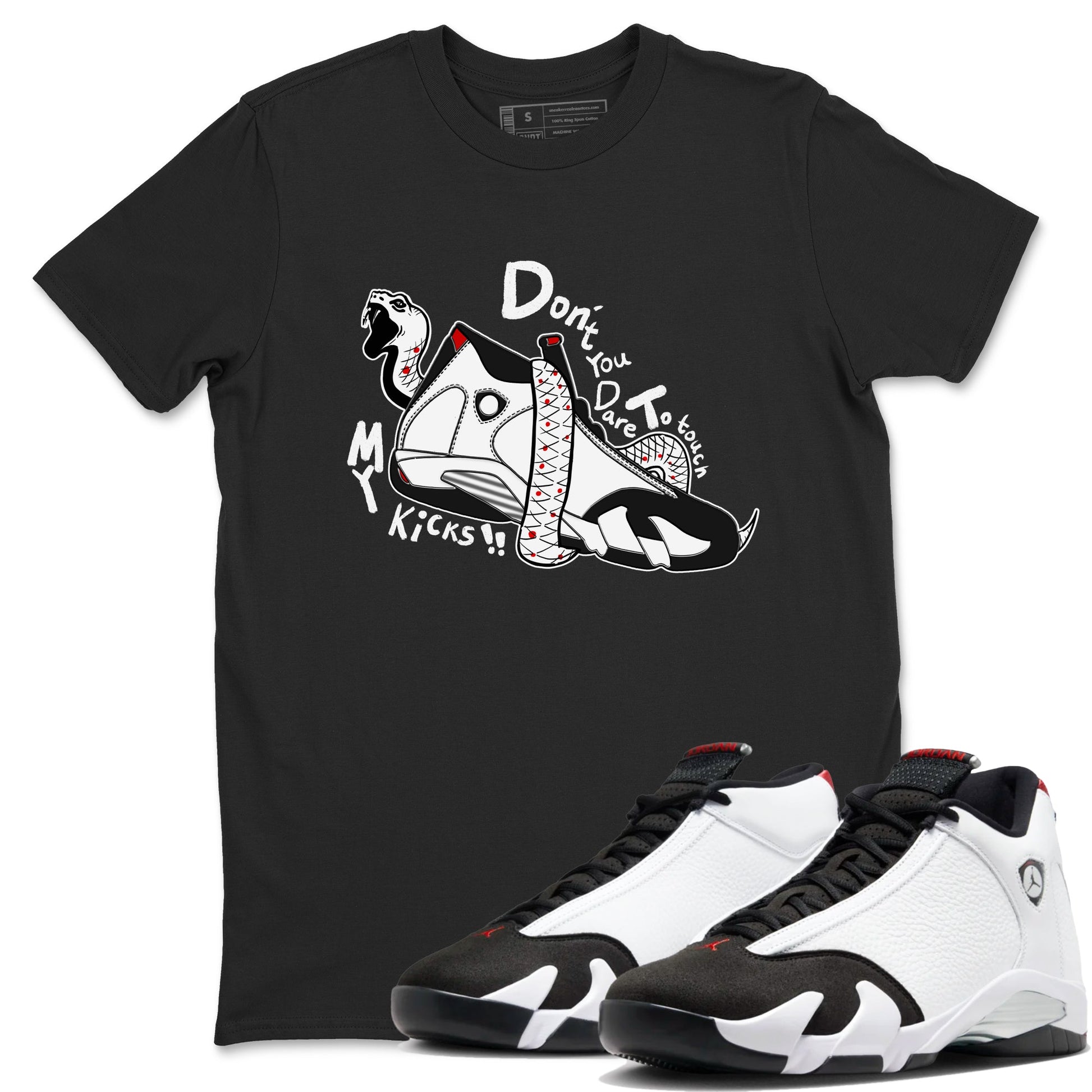 Air Jordan 14 Black Toe t shirts to match sneakers Don't Touch My Kicks sneaker match tees 14s Black Toe sneaker match tee SNRT Sneaker Tees unisex cotton Black 1 shirts