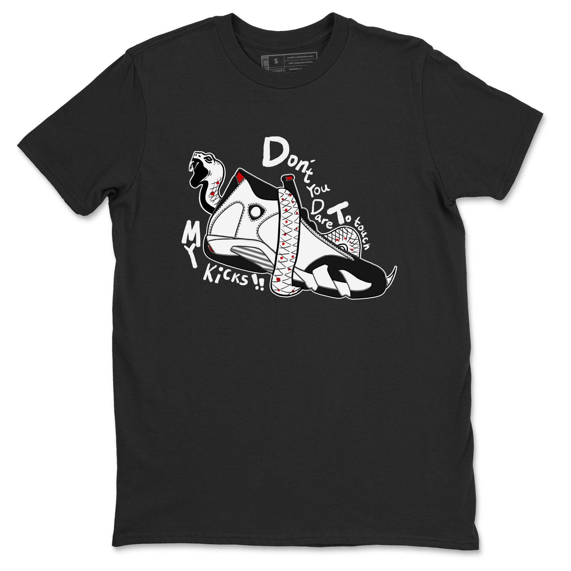 Air Jordan 14 Black Toe t shirts to match sneakers Don't Touch My Kicks sneaker match tees 14s Black Toe sneaker match tee SNRT Sneaker Tees unisex cotton Black 2 shirts