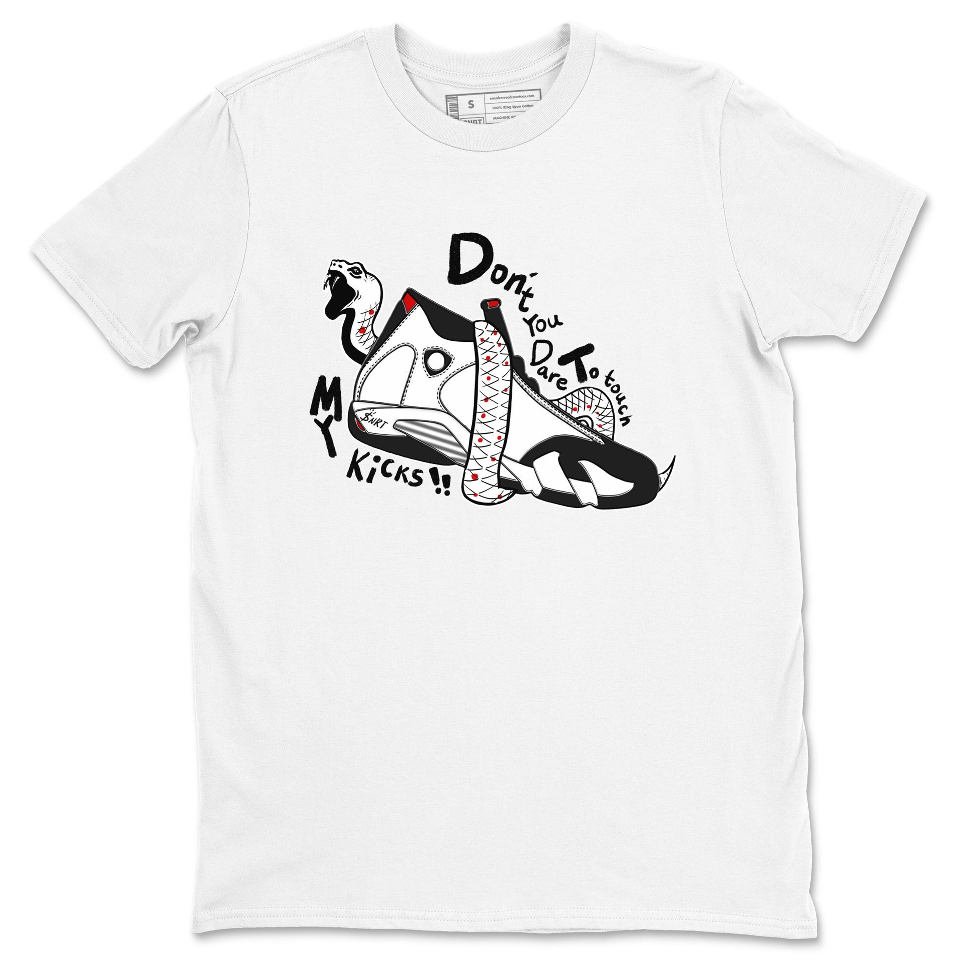 Air Jordan 14 Black Toe t shirts to match sneakers Don't Touch My Kicks sneaker match tees 14s Black Toe sneaker match tee SNRT Sneaker Tees unisex cotton White 2 shirts