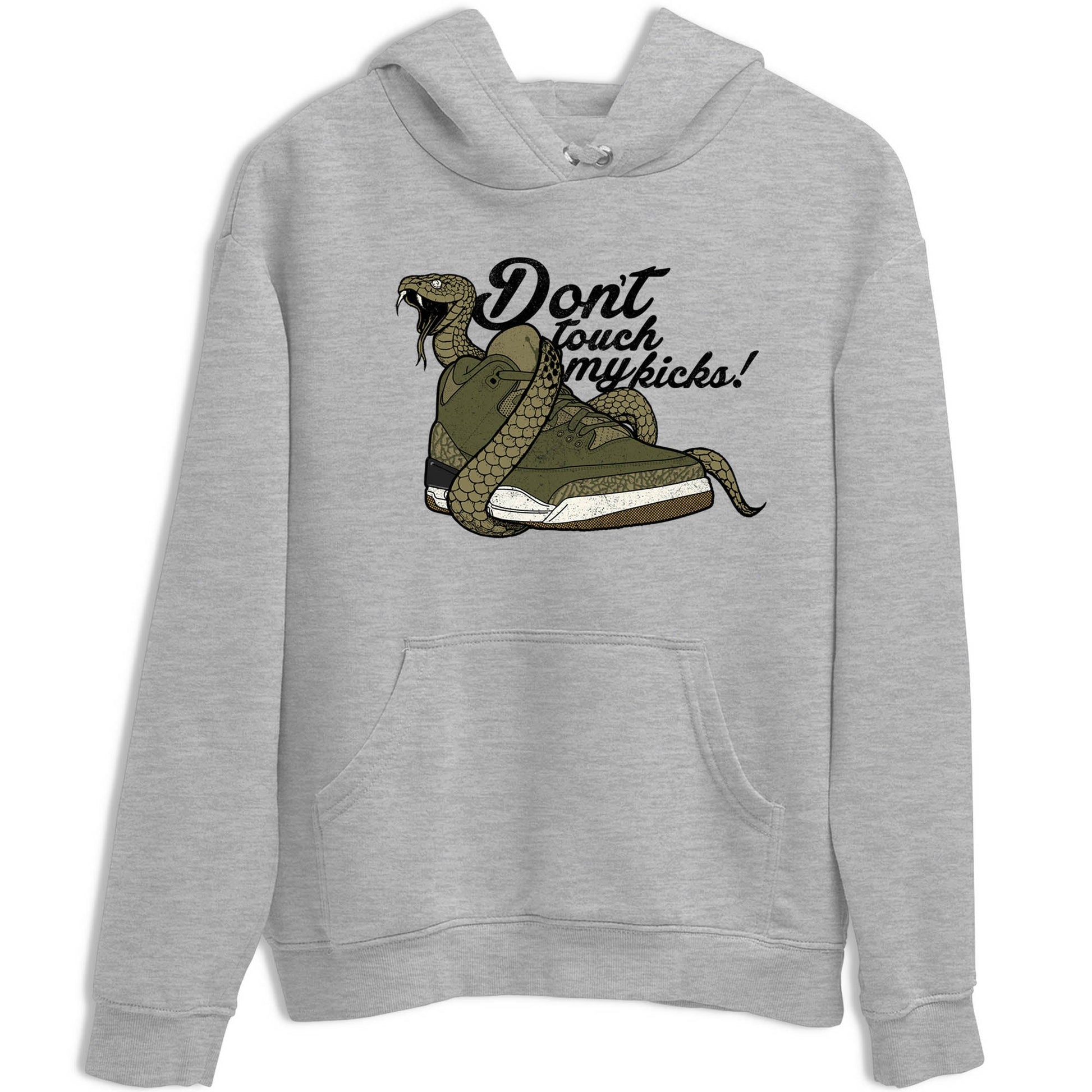 Sneaker Threads – Sneaker Tees To Match Air Jordan 3 Medium Olive – Don't Touch My Kicks Graphic Tee Heather Grey 2. Perfect for Jordan releases 2025 colorways.