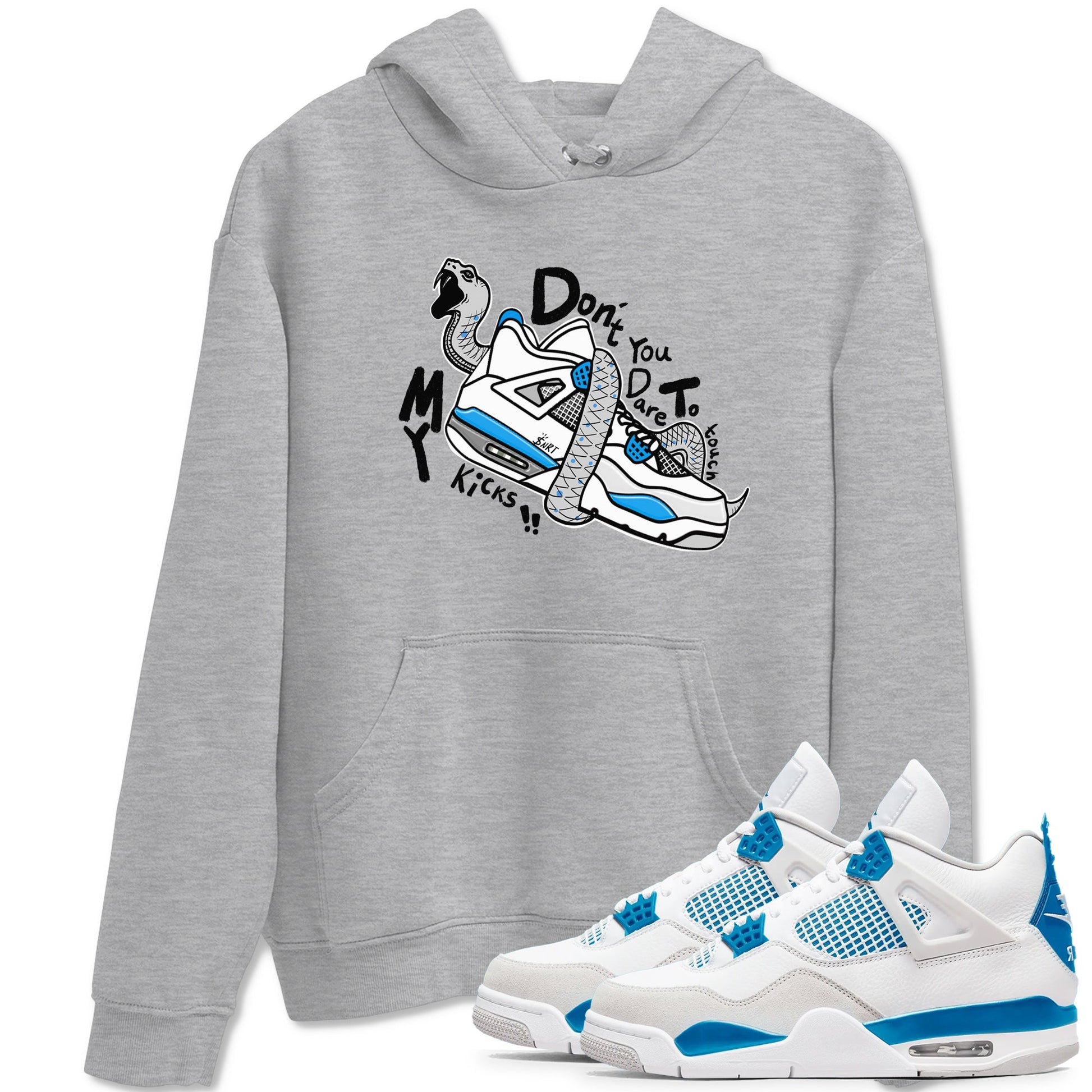 Air Jordan 4 Retro Military Blue shirt to match jordans Don't Touch My Kicks sneaker tees AJ4 Military Blue SNRT Sneaker Release Tees unisex cotton Heather Grey 1 crew neck shirt
