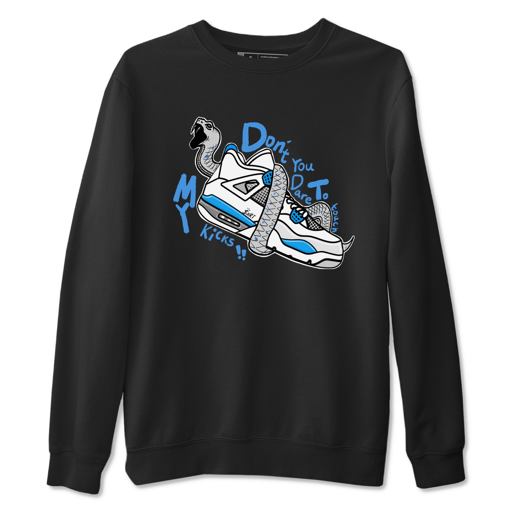 Air Jordan 4 Retro Military Blue shirt to match jordans Don't Touch My Kicks sneaker tees AJ4 Military Blue SNRT Sneaker Release Tees unisex cotton Black 2 crew neck shirt