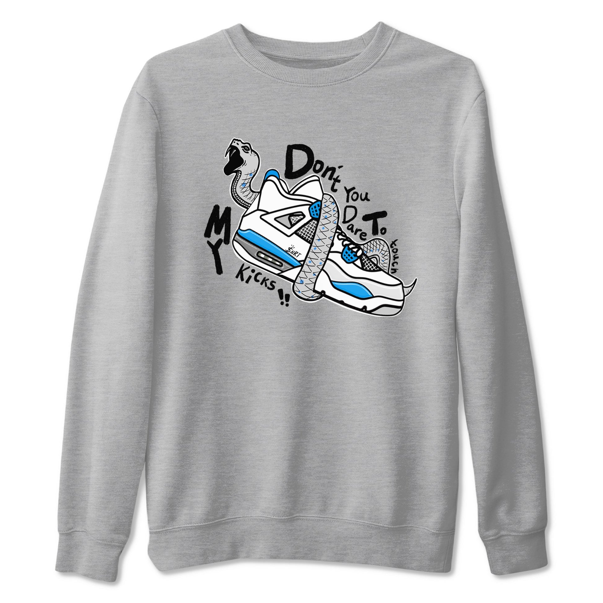 Air Jordan 4 Retro Military Blue shirt to match jordans Don't Touch My Kicks sneaker tees AJ4 Military Blue SNRT Sneaker Release Tees unisex cotton Heather Grey 2 crew neck shirt