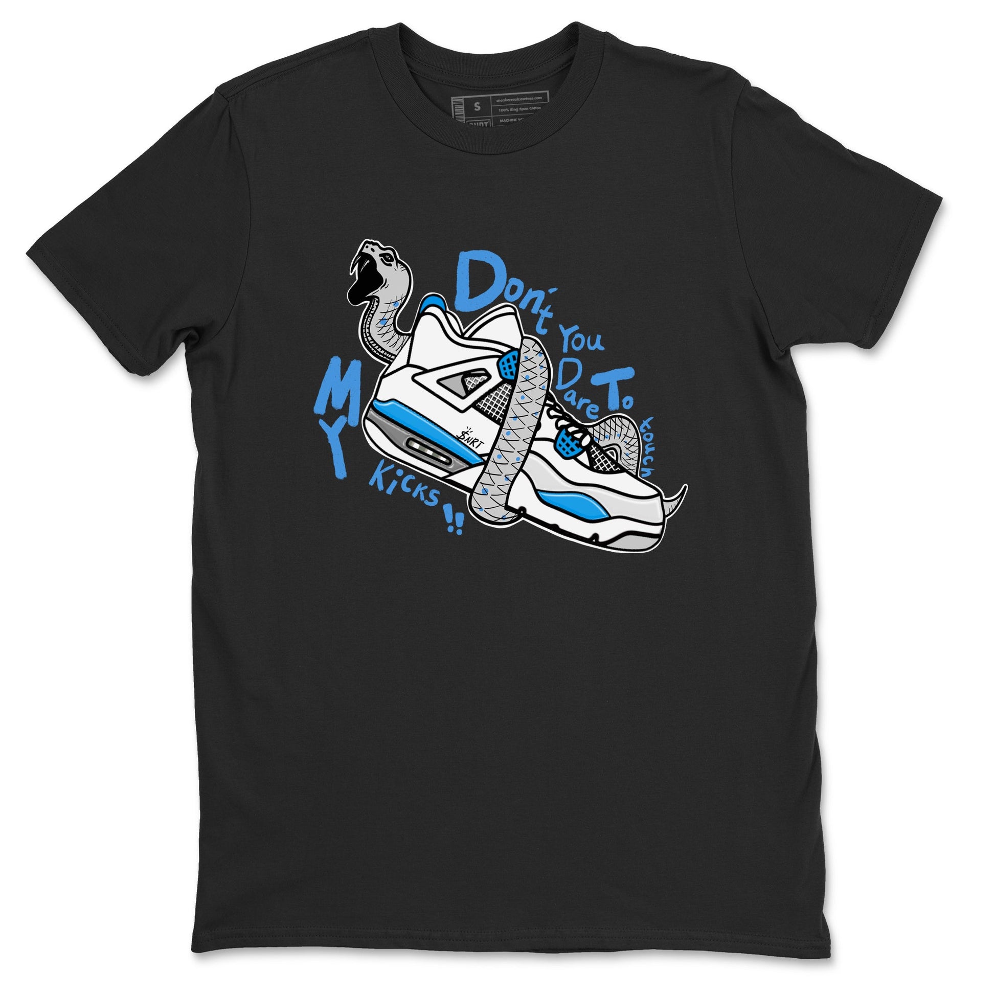 Air Jordan 4 Retro Military Blue shirt to match jordans Don't Touch My Kicks sneaker tees AJ4 Military Blue SNRT Sneaker Release Tees unisex cotton Black 2 crew neck shirt