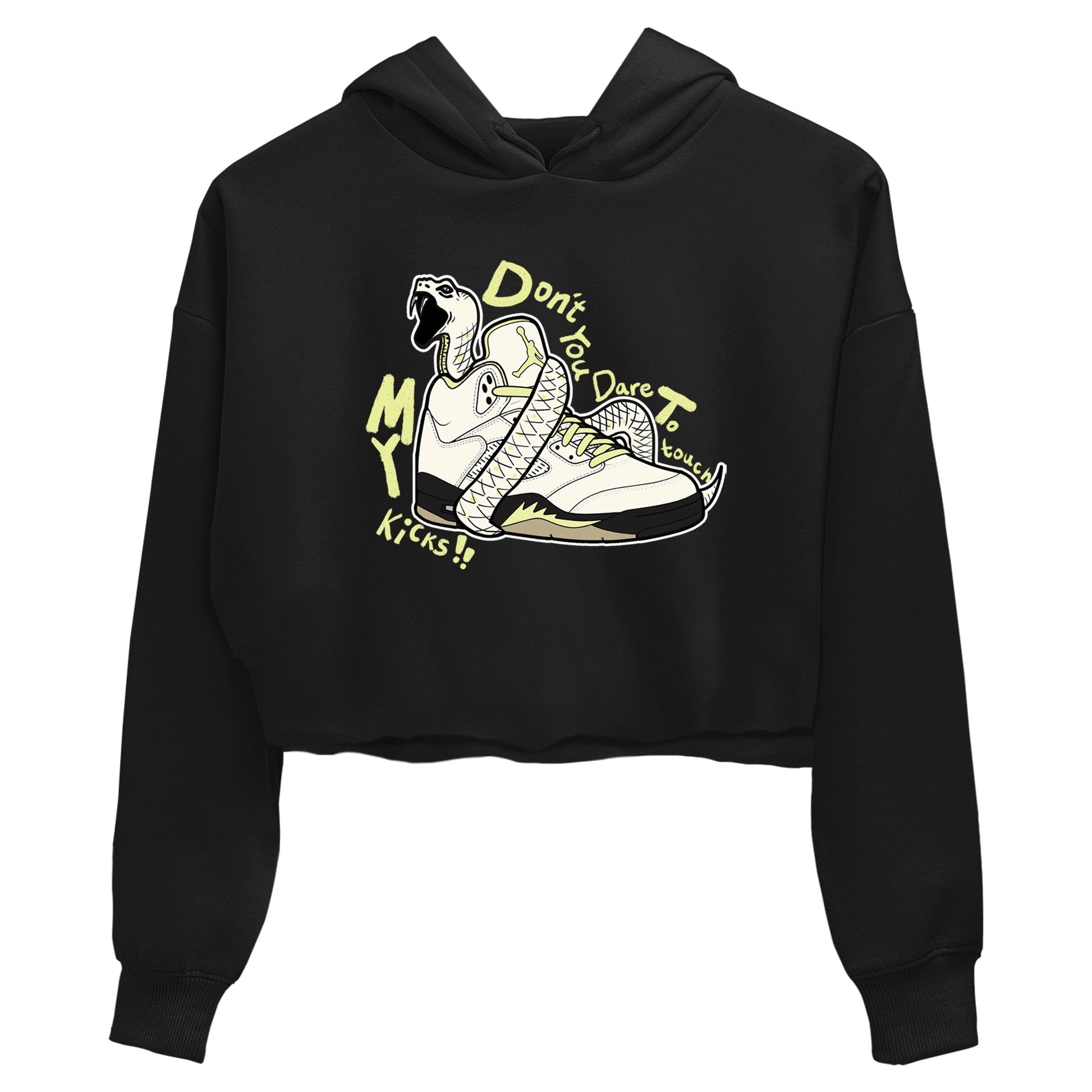 Sneaker match tees – Sneaker Tees To Match Air Jordan 5 Luminous Green Shoes – Don't Touch My Kicks Crop T-Shirt Black 2
