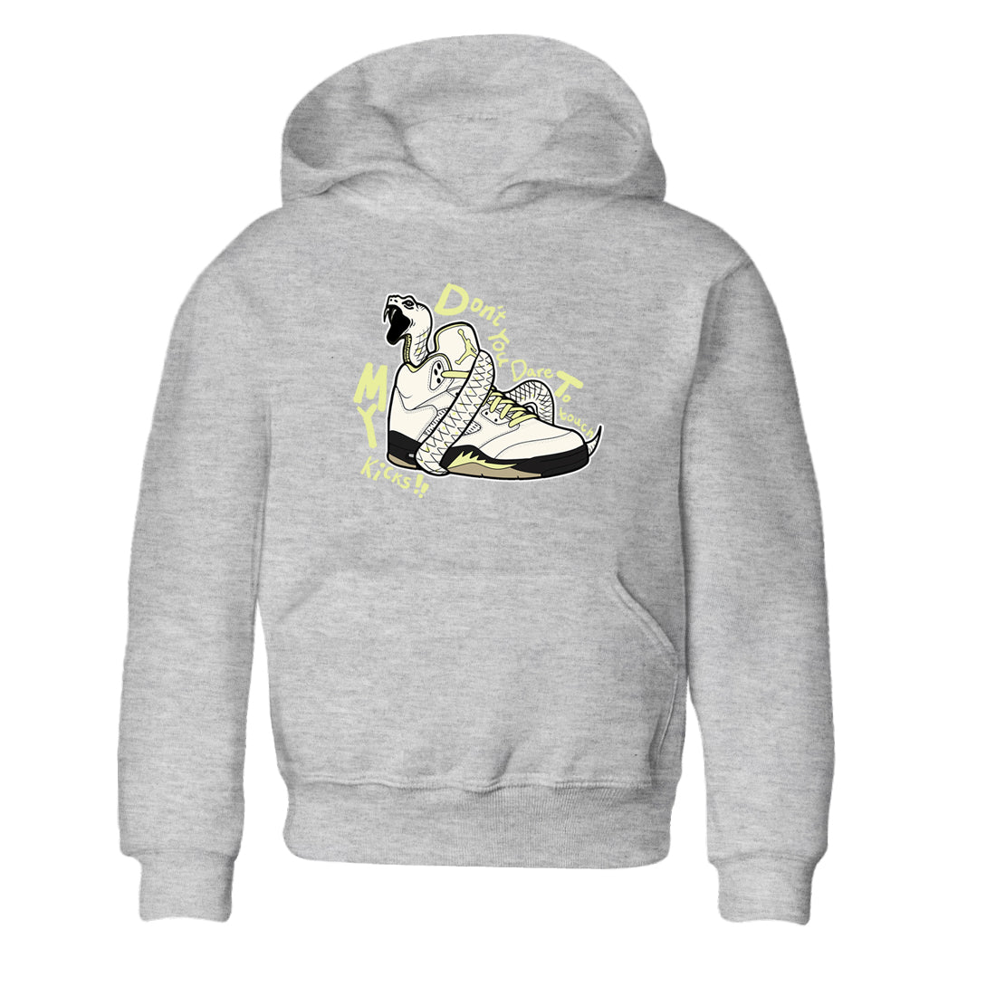 Sneaker match tees – Sneaker Tees To Match Air Jordan 5 Luminous Green Shoes – Don't Touch My Kicks Kids T-Shirt Heather Grey 2