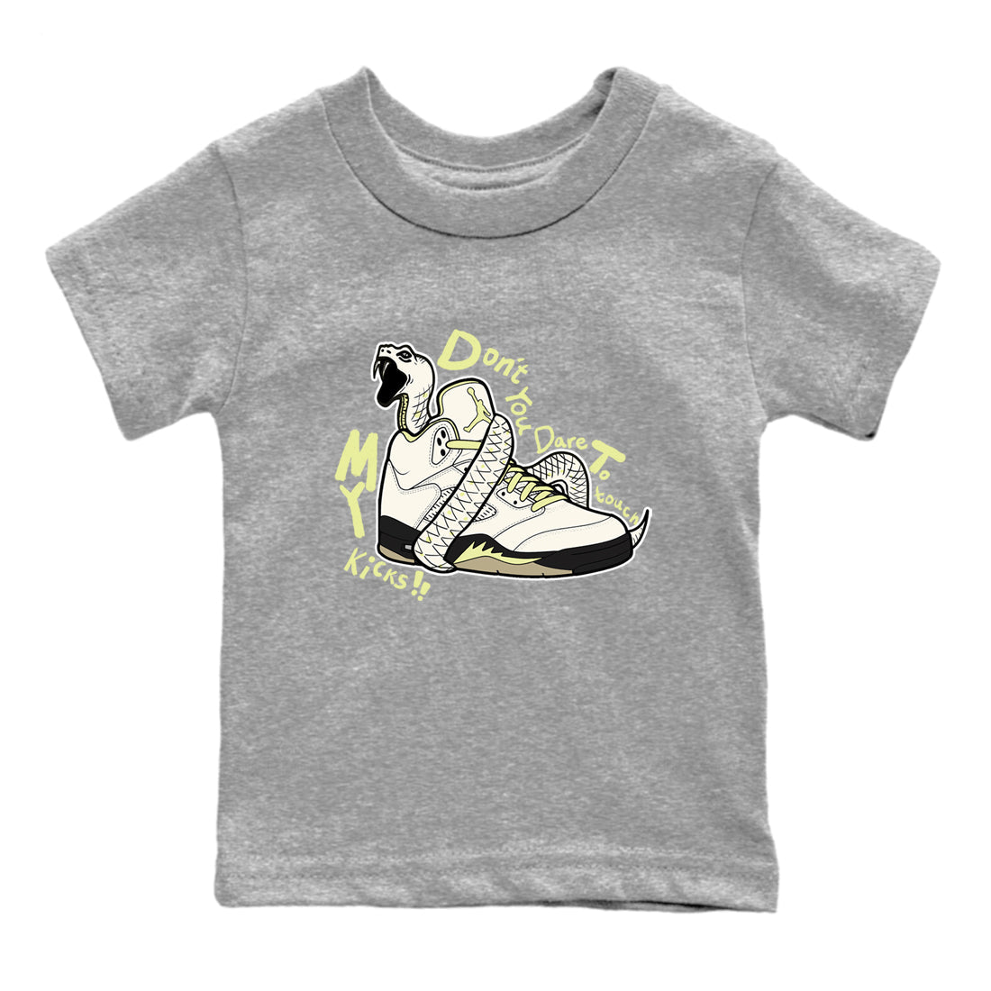 Sneaker match tees – Sneaker Tees To Match Air Jordan 5 Luminous Green Shoes – Don't Touch My Kicks Kids T-Shirt Heather Grey 2