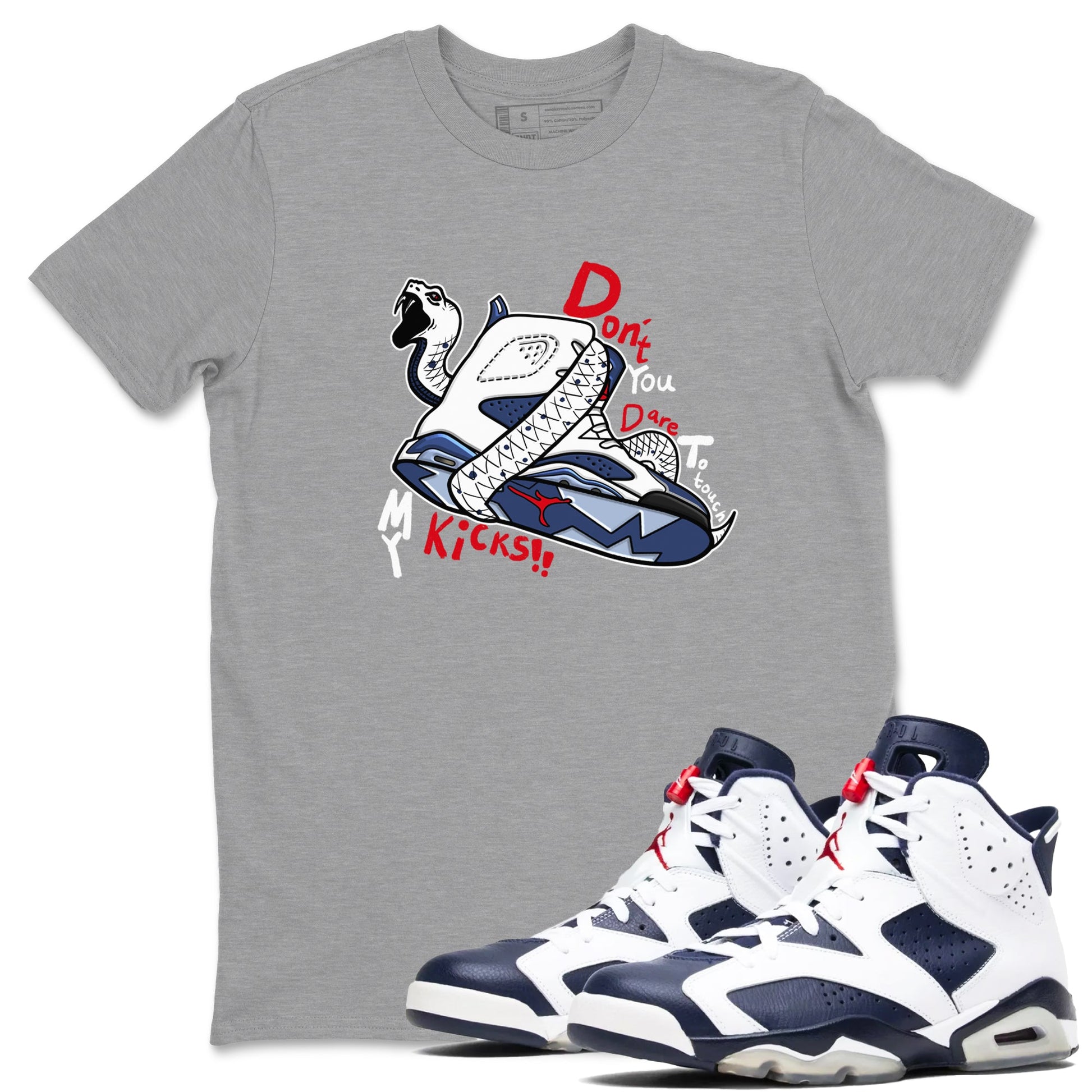 6s White And Midnight Navy shirts to match jordans Don't Touch My Kicks sneaker match tees Air Jordan 6 White And Midnight Navy SNRT Sneaker Tees streetwear brand Heather Grey 1 unisex cotton tee