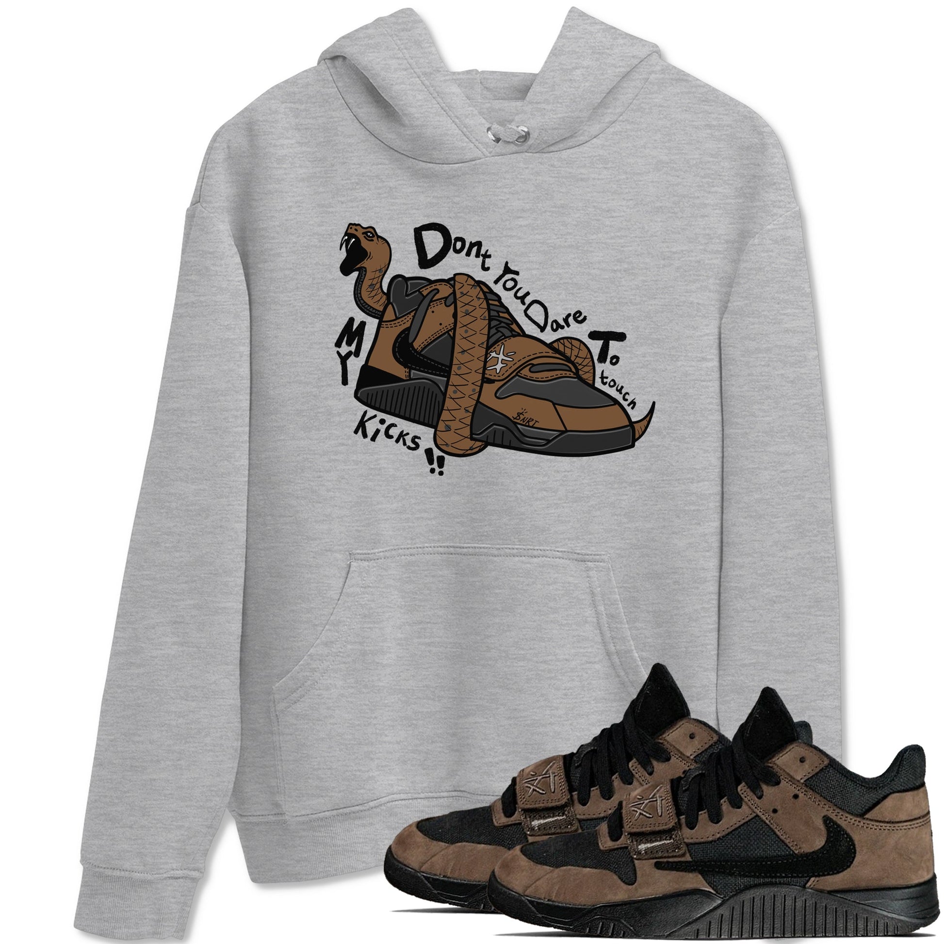 Jordan Jumpman Jack TR Travis Scott Dark Mocha shirts to match jordans Don't Touch My Kicks sneaker match tees Jordan Jumpman Jack Travis Scott Dark Mocha match shoes to clothes SNRT Sneaker Tees unisex cotton Heather Grey 1 shirts