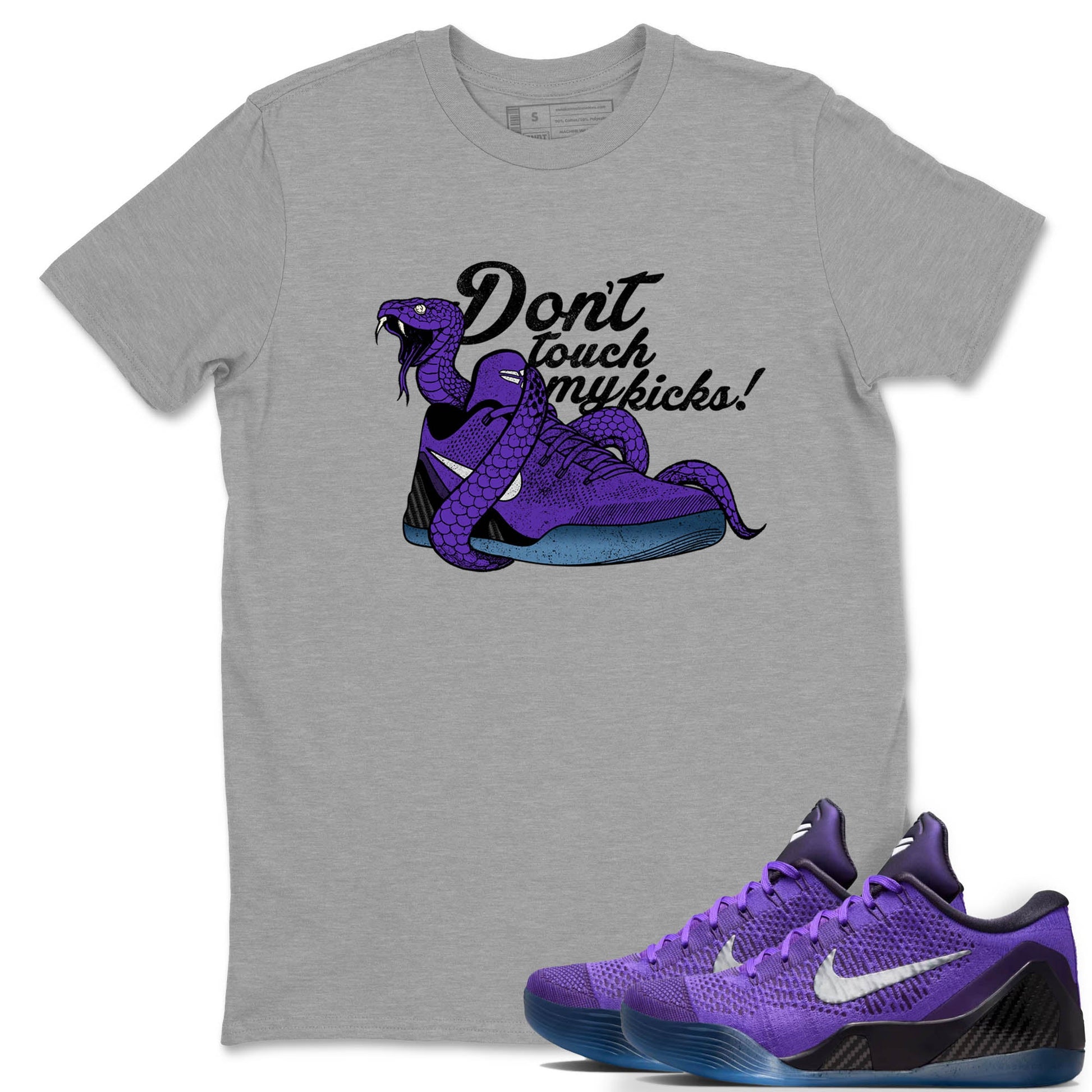 Sneaker Threads – Sneaker Tees To Match Nike KB 9 Hyper Grape – Don't Touch My Kicks Graphic Tee Heather Grey 1. Perfect for Jordan releases 2025 colorways. Perfect for purple basketball sneaker releases and legacy-inspired colorways for 2025 hoopers.