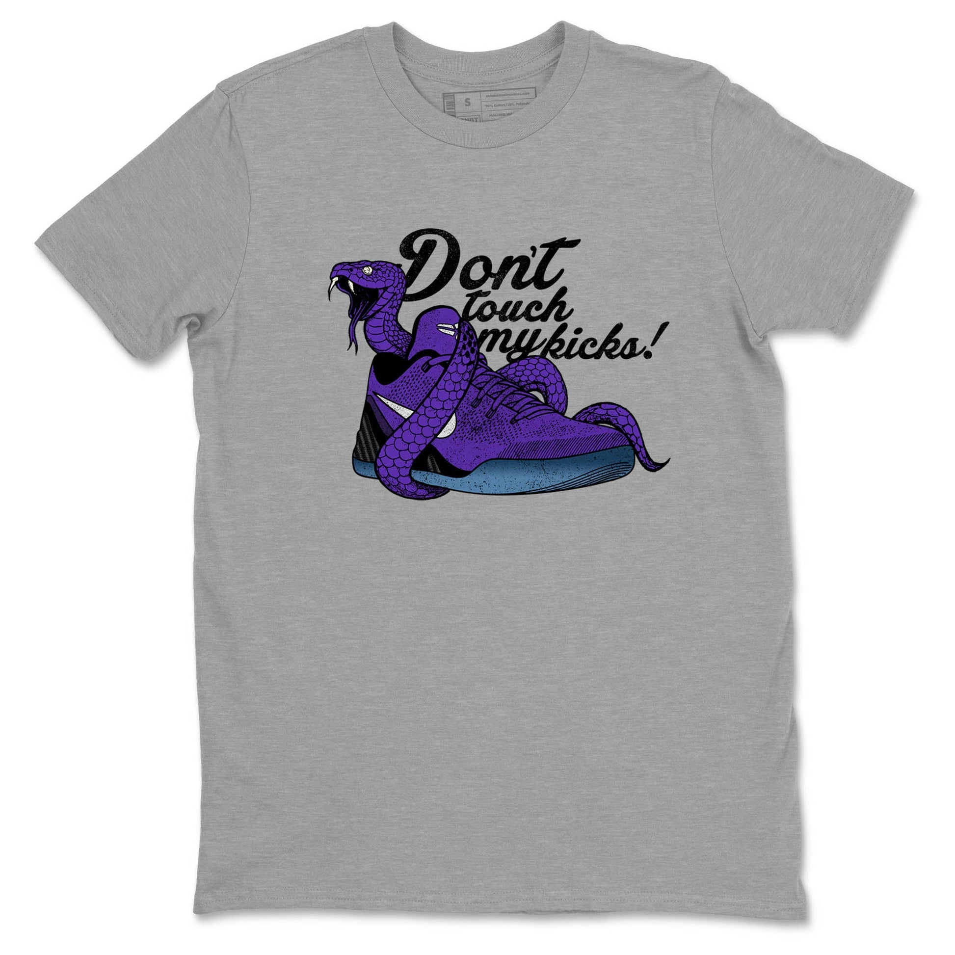 Sneaker Threads – Sneaker Tees To Match Nike KB 9 Hyper Grape – Don't Touch My Kicks Graphic Tee Heather Grey 2. Perfect for Jordan releases 2025 colorways. Perfect for purple basketball sneaker releases and legacy-inspired colorways for 2025 hoopers.