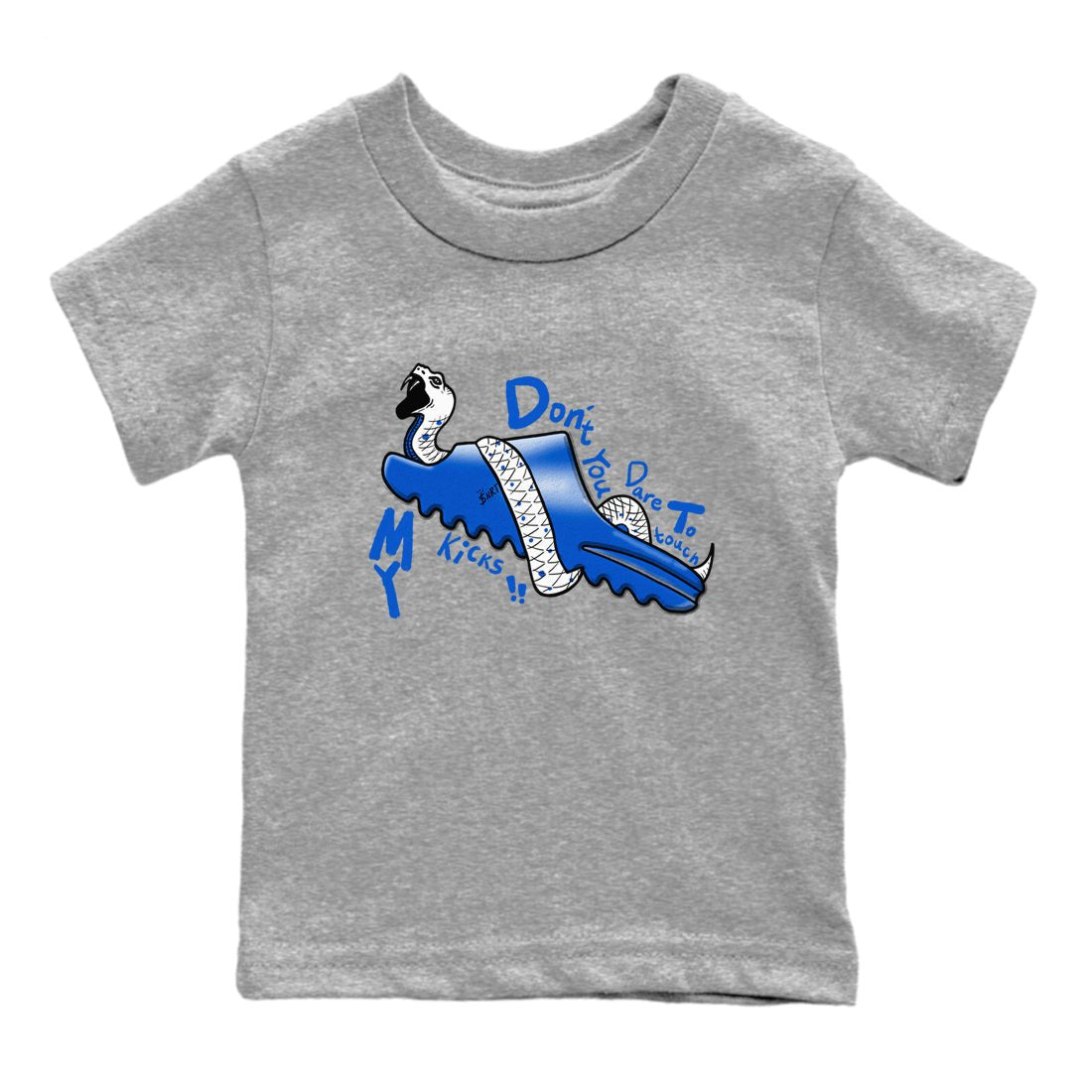 Yeezy Slide Azure shirts to match jordans Don't Touch My Kicks sneaker match tees Yeezy Slide Azure SNRT Sneaker Tees streetwear brand Baby and Youth Heather Grey 2 cotton tee