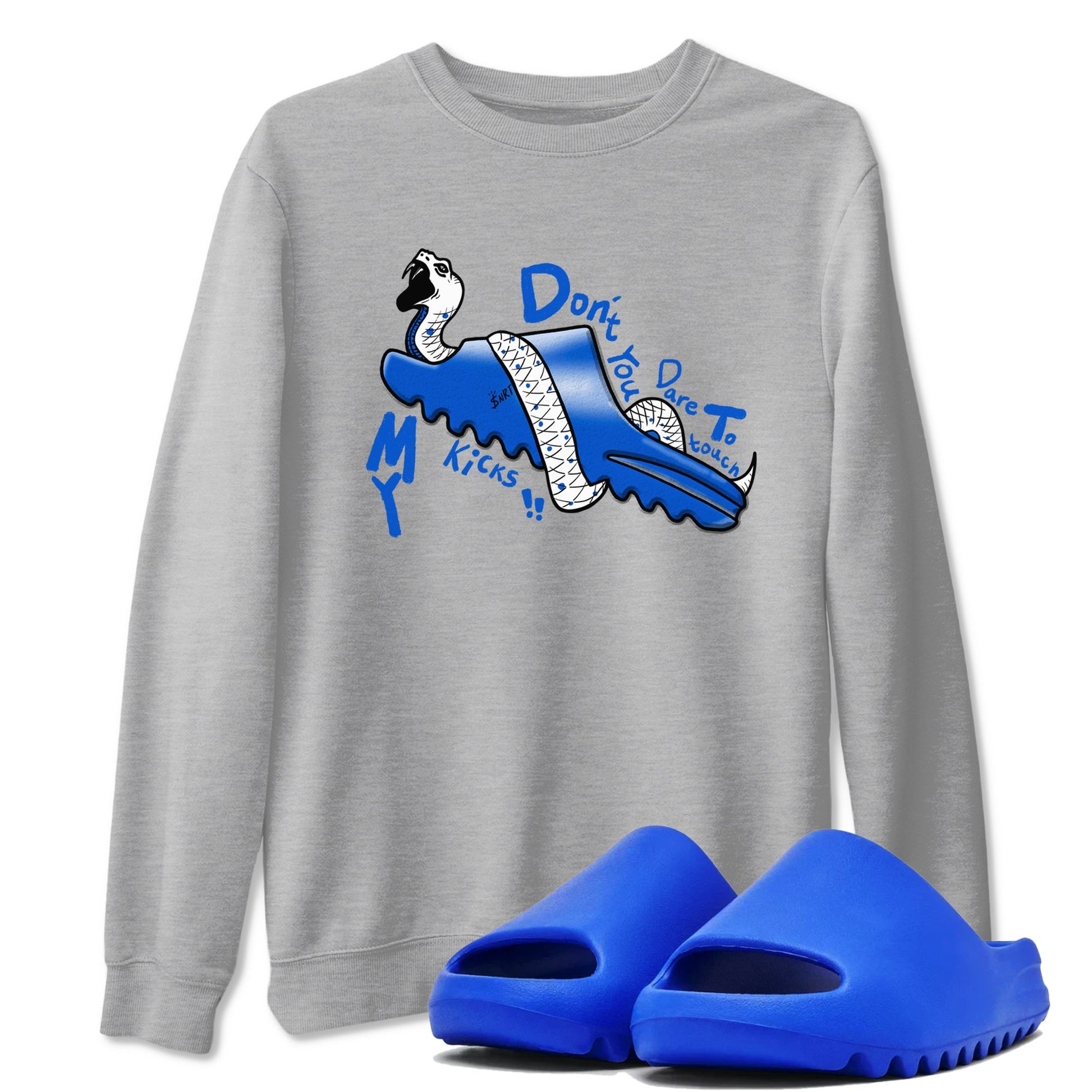 Yeezy Slide Azure shirts to match jordans Don't Touch My Kicks sneaker match tees Yeezy Slide Azure SNRT Sneaker Tees streetwear brand Heather Grey 1 unisex cotton tee