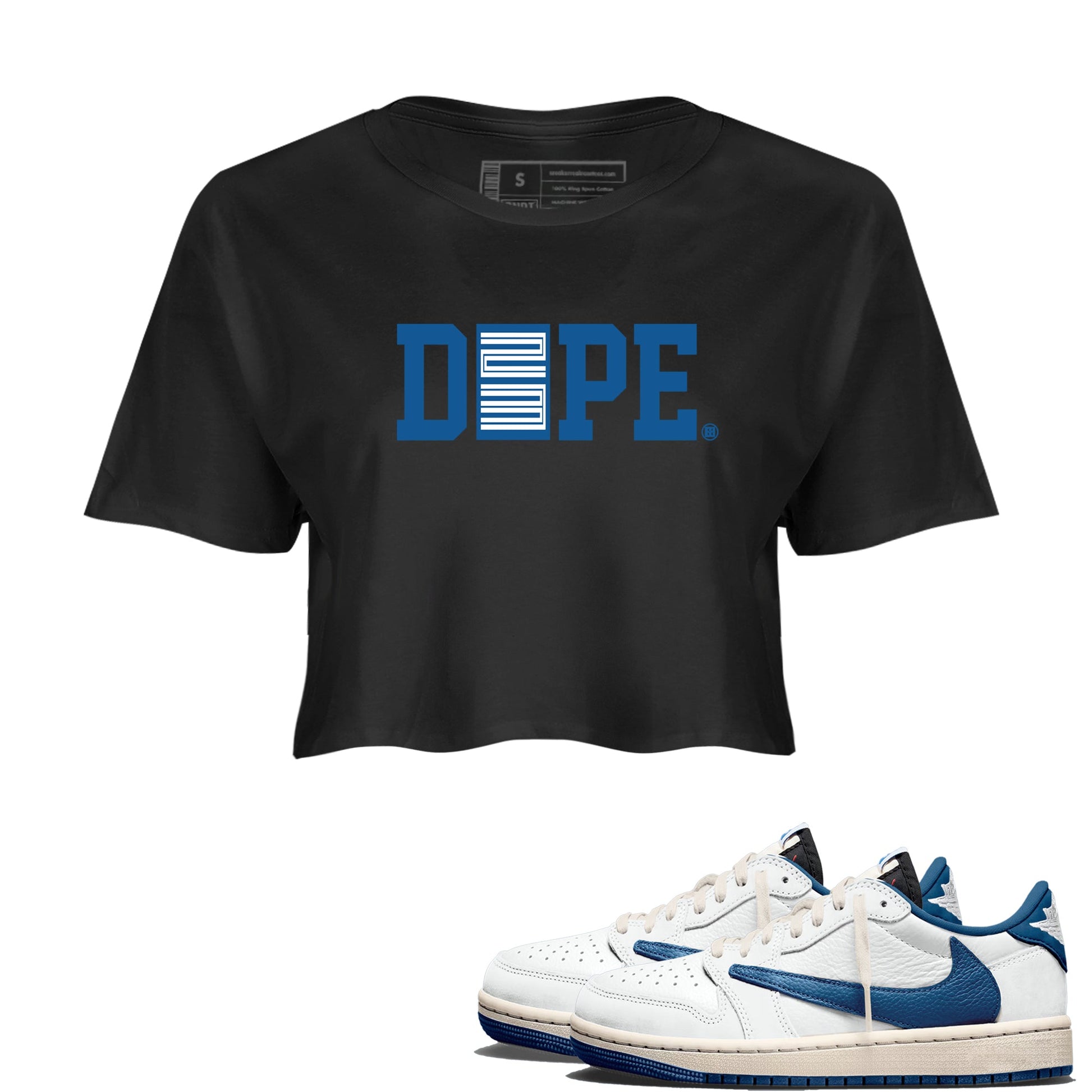 Sneaker match tees – Streetwear Graphic Tees Air Jordan 1 Travis Scott Fragment Sneakers – Dope 23 Graphic Crop T-Shirt Black 1