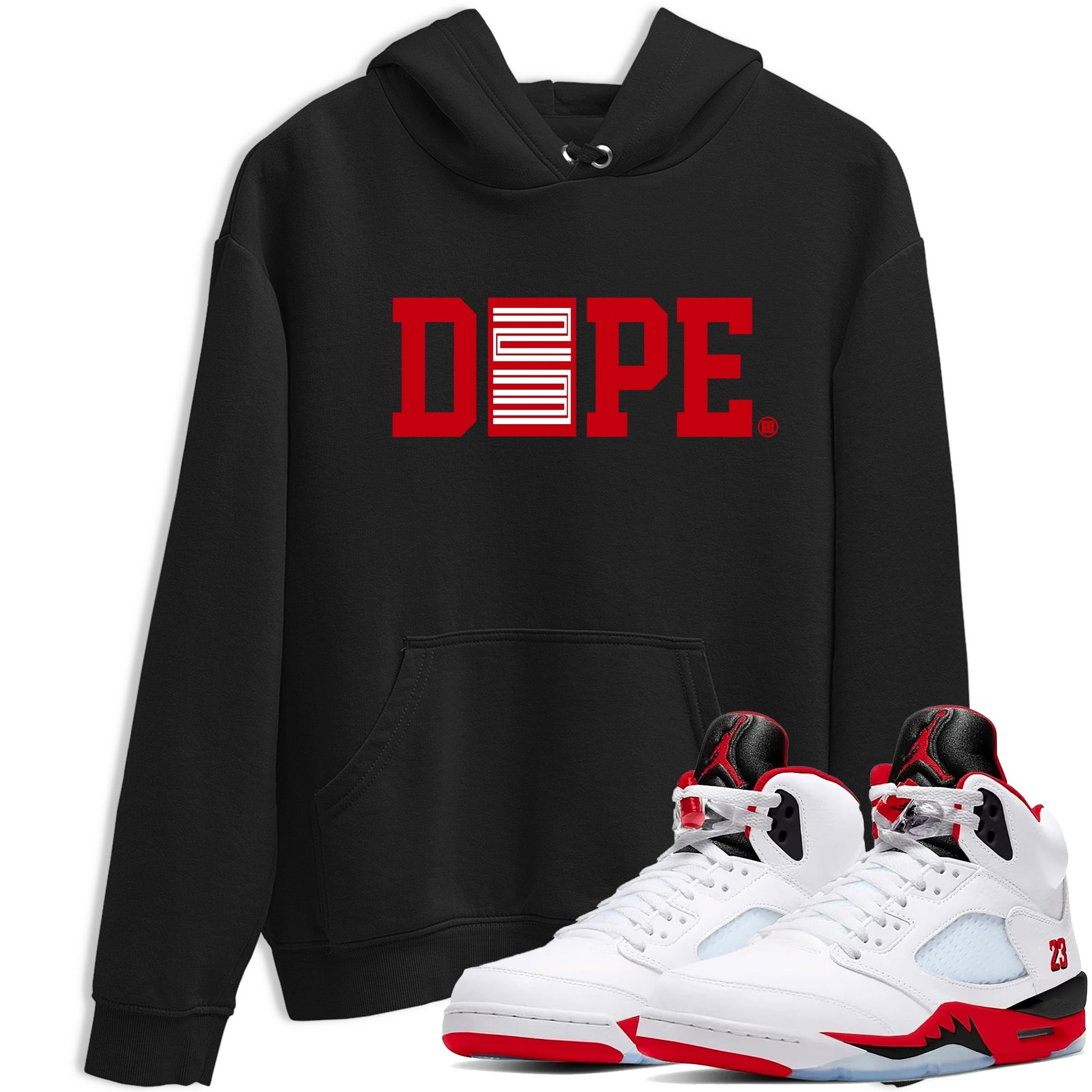 Sneaker match tees – Sneaker Tees To Match Air Jordan 5 Fire Red Shoes – Dope 23 Tee Black 1