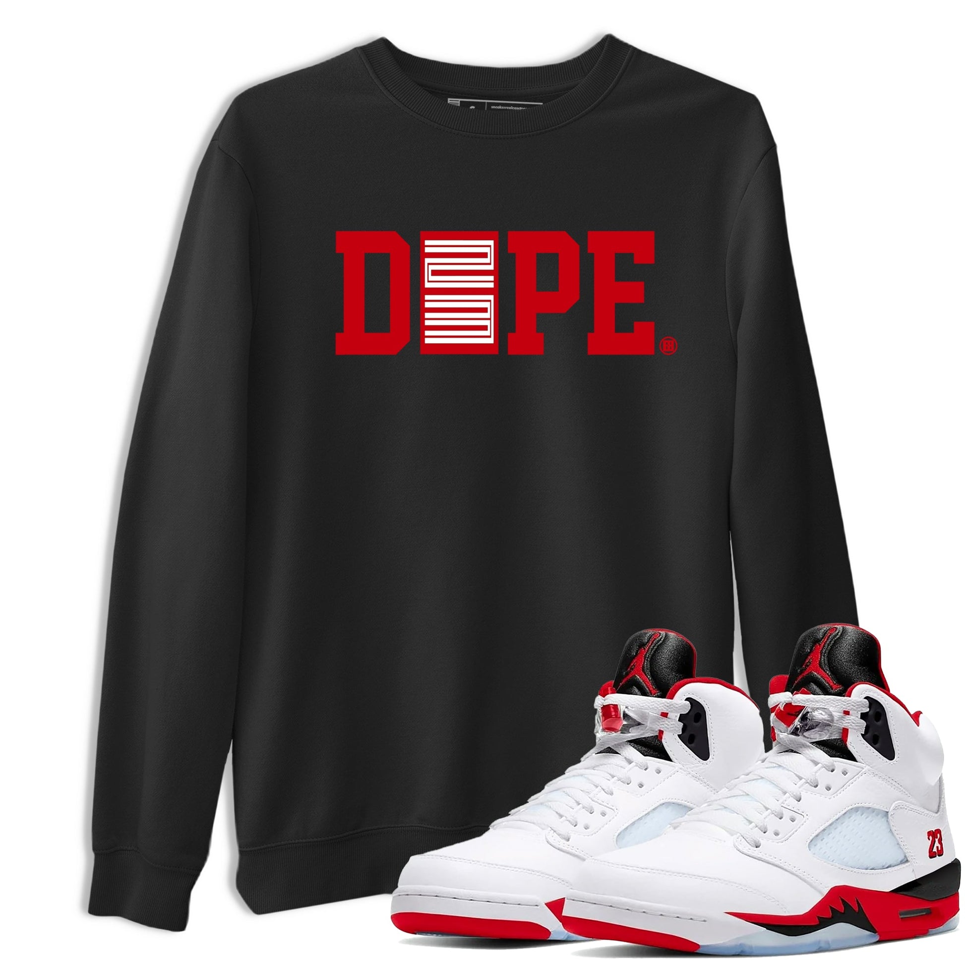 Sneaker match tees – Sneaker Tees To Match Air Jordan 5 Fire Red Shoes – Dope 23 Tee Black 1