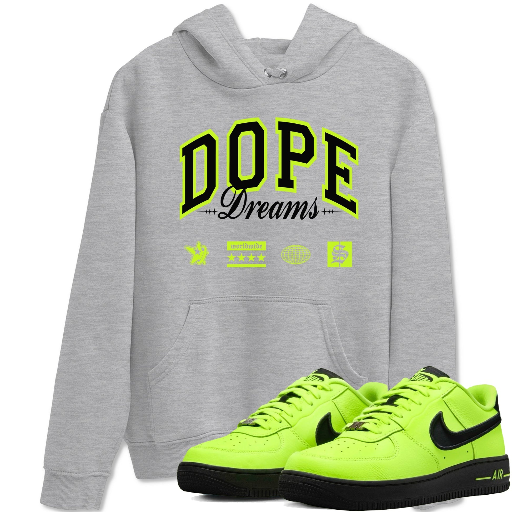 AF1 Volt shirts to match jordans Dope Dreams sneaker match tees Air Force 1 Volt match shoes to clothes SNRT Sneaker Tees unisex cotton Heather Grey 1 shirts