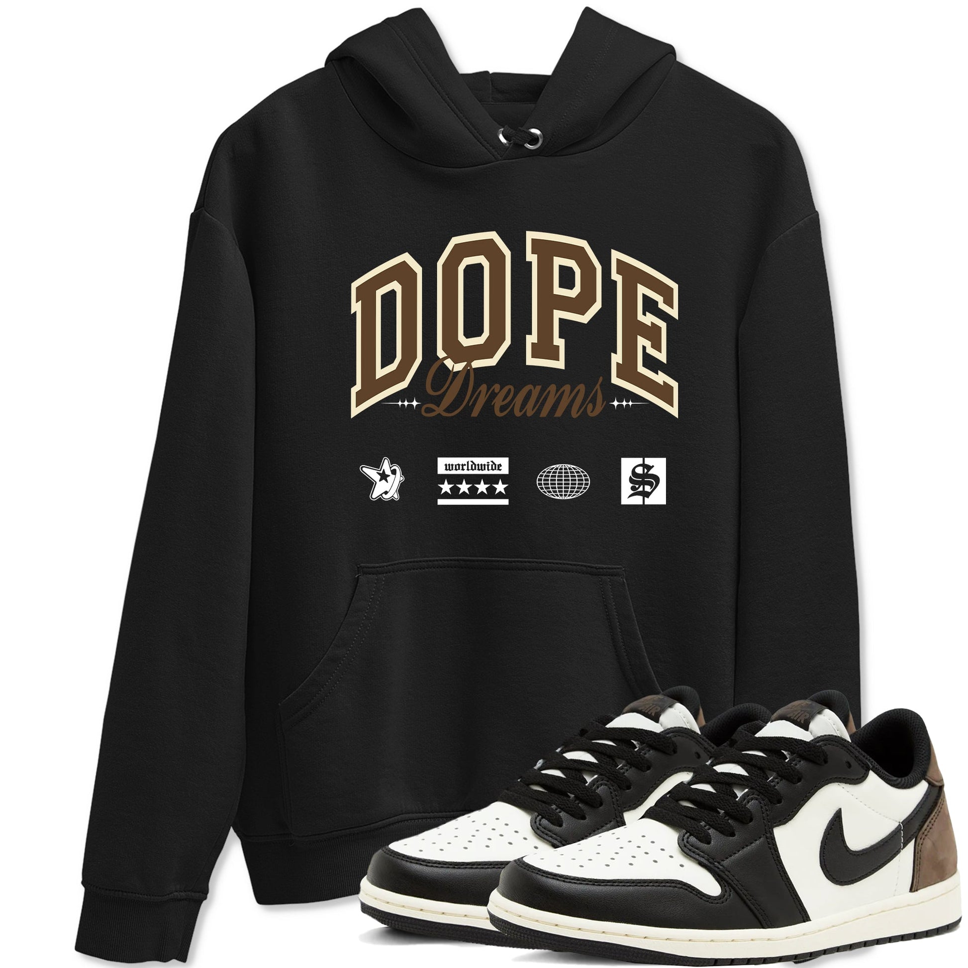 1s Mocha shirts to match jordans Dope Dreams sneaker match tees Air Jordan 1 Mocha match shoes to clothes SNRT Sneaker Tees unisex cotton Black 1 shirts