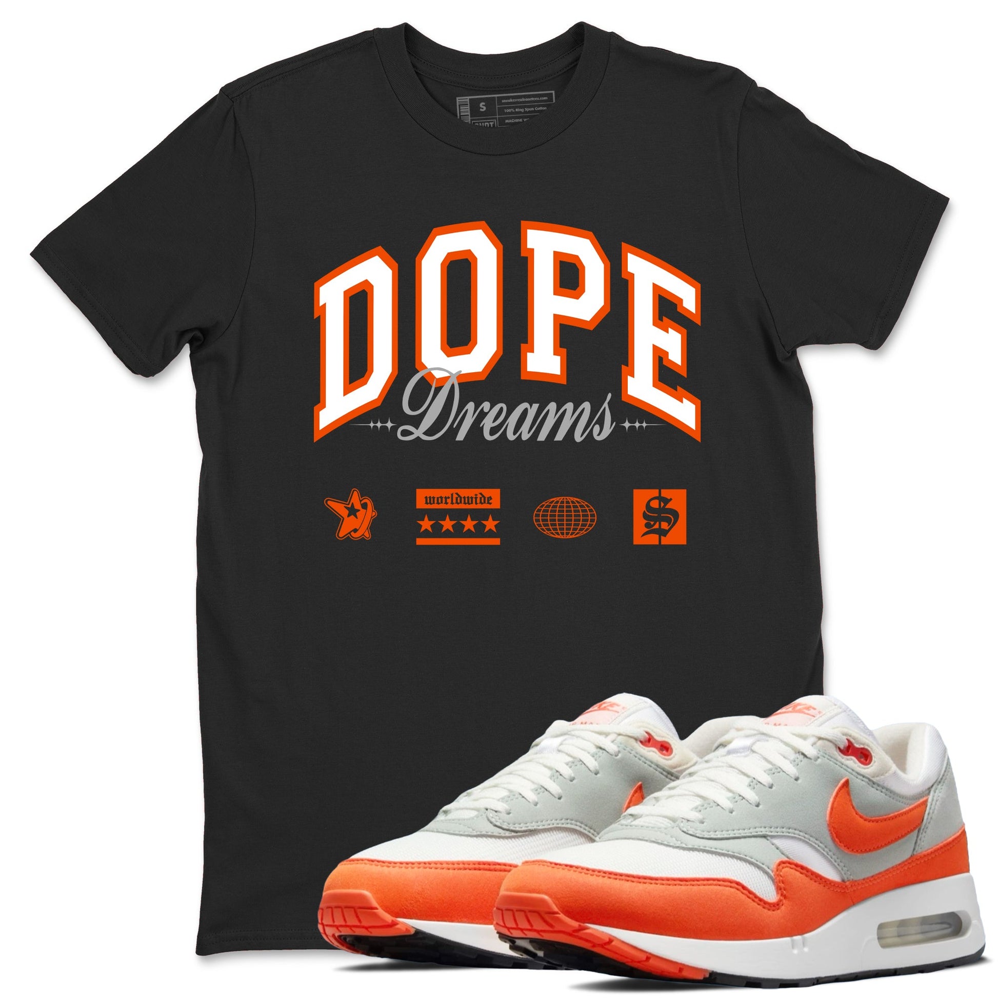 Air Max 1 OG '86 'Summit White and Cosmic Clay shirts to match jordans Dope Dreams sneaker match tees Air Max 1 Cosmic Clay match shoes to clothes SNRT Sneaker Tees unisex cotton Black 1 shirts