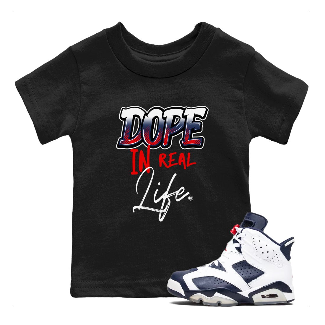 6s White And Midnight Navy shirts to match jordans Dope In Real Life sneaker match tees Air Jordan 6 White And Midnight Navy SNRT Sneaker Tees streetwear brand Baby and Youth Black 1 cotton tee