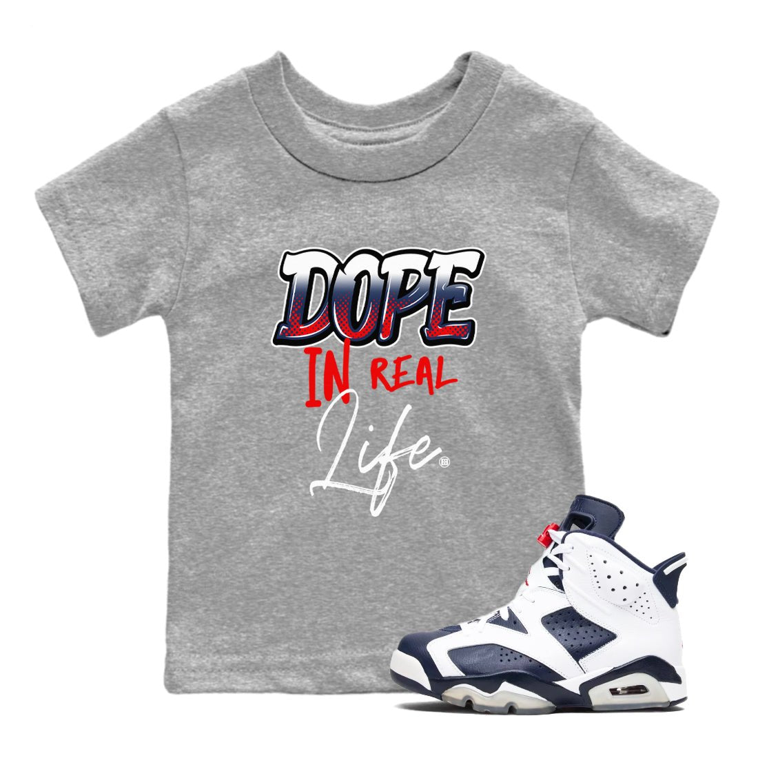 6s White And Midnight Navy shirts to match jordans Dope In Real Life sneaker match tees Air Jordan 6 White And Midnight Navy SNRT Sneaker Tees streetwear brand Baby and Youth Heather Grey 1 cotton tee