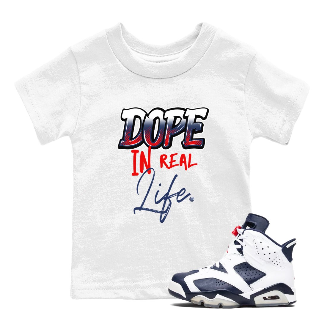 6s White And Midnight Navy shirts to match jordans Dope In Real Life sneaker match tees Air Jordan 6 White And Midnight Navy SNRT Sneaker Tees streetwear brand Baby and Youth White 1 cotton tee