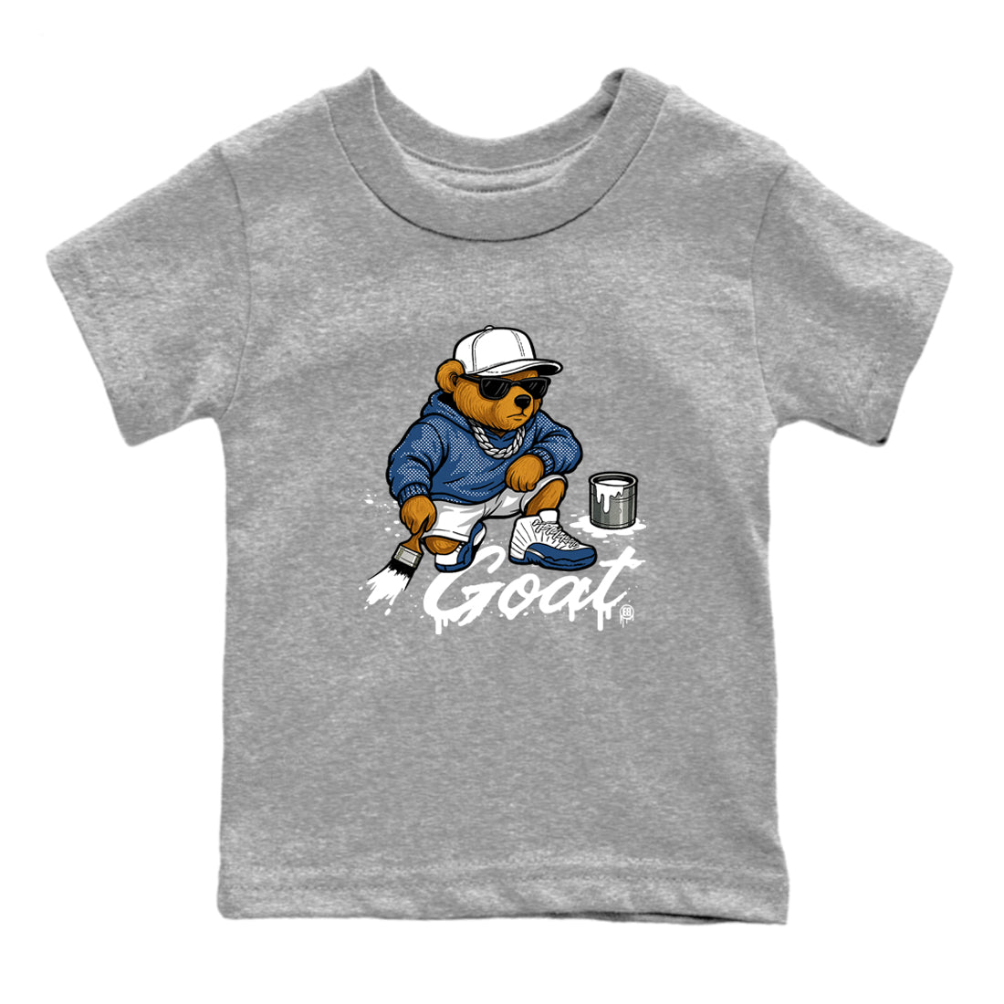 Sneaker match tees – Sneaker Tees To Match Air Jordan 12 French Blue Shoes – Drip the GOAT Kids T-Shirt Heather Grey 2