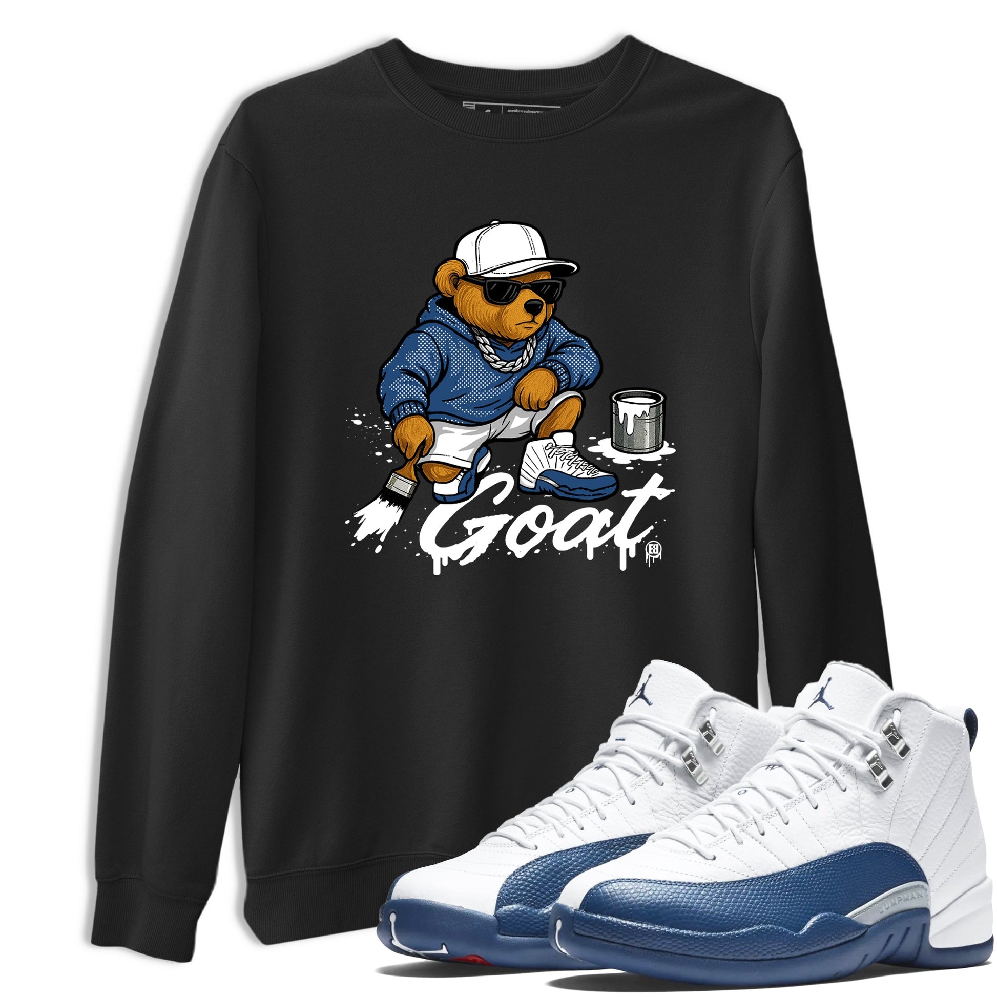 Sneaker match tees – Sneaker Tees To Match Air Jordan 12 French Blue Shoes – Drip the GOAT Tee Black 1