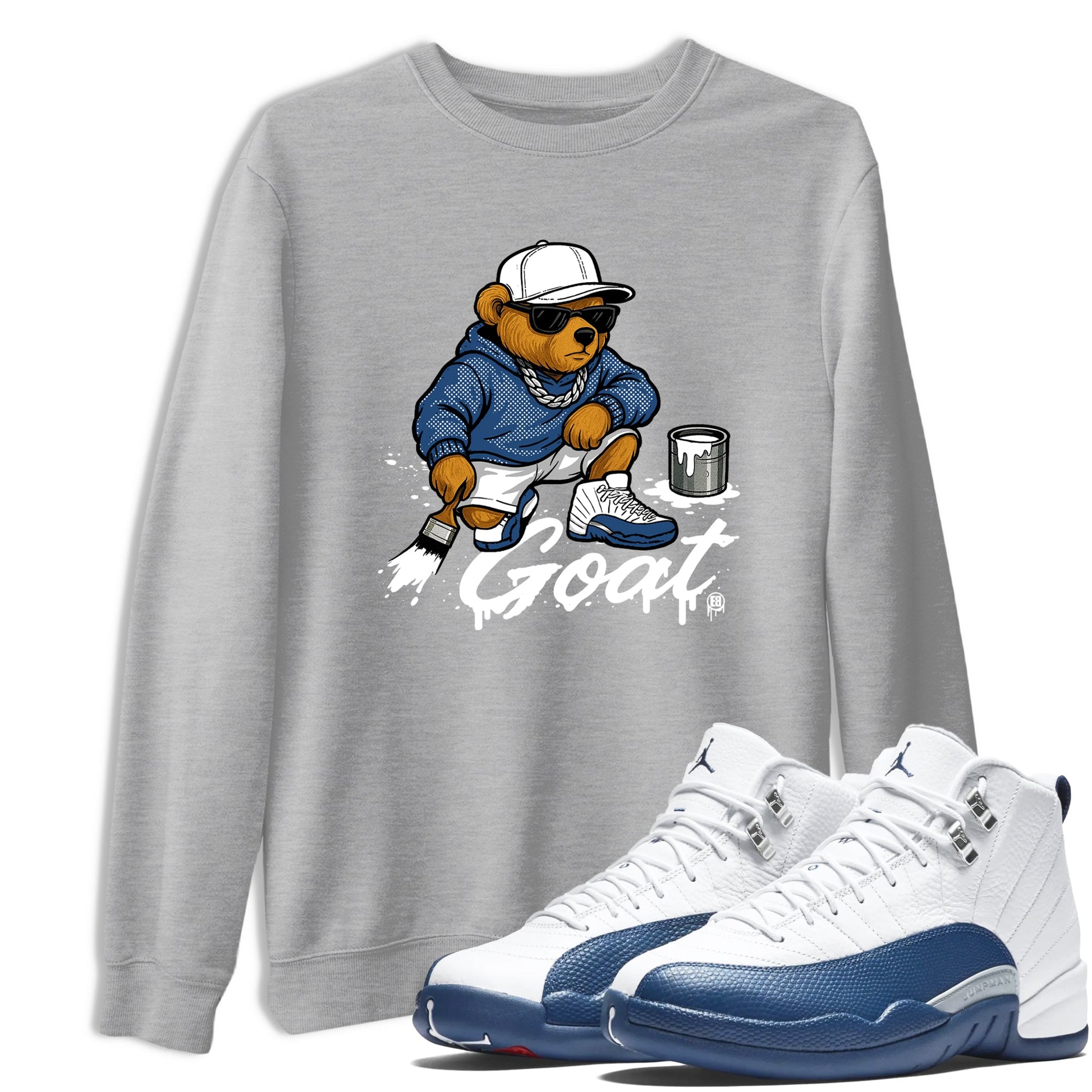 Sneaker match tees – Sneaker Tees To Match Air Jordan 12 French Blue Shoes – Drip the GOAT Tee Heather Grey 1