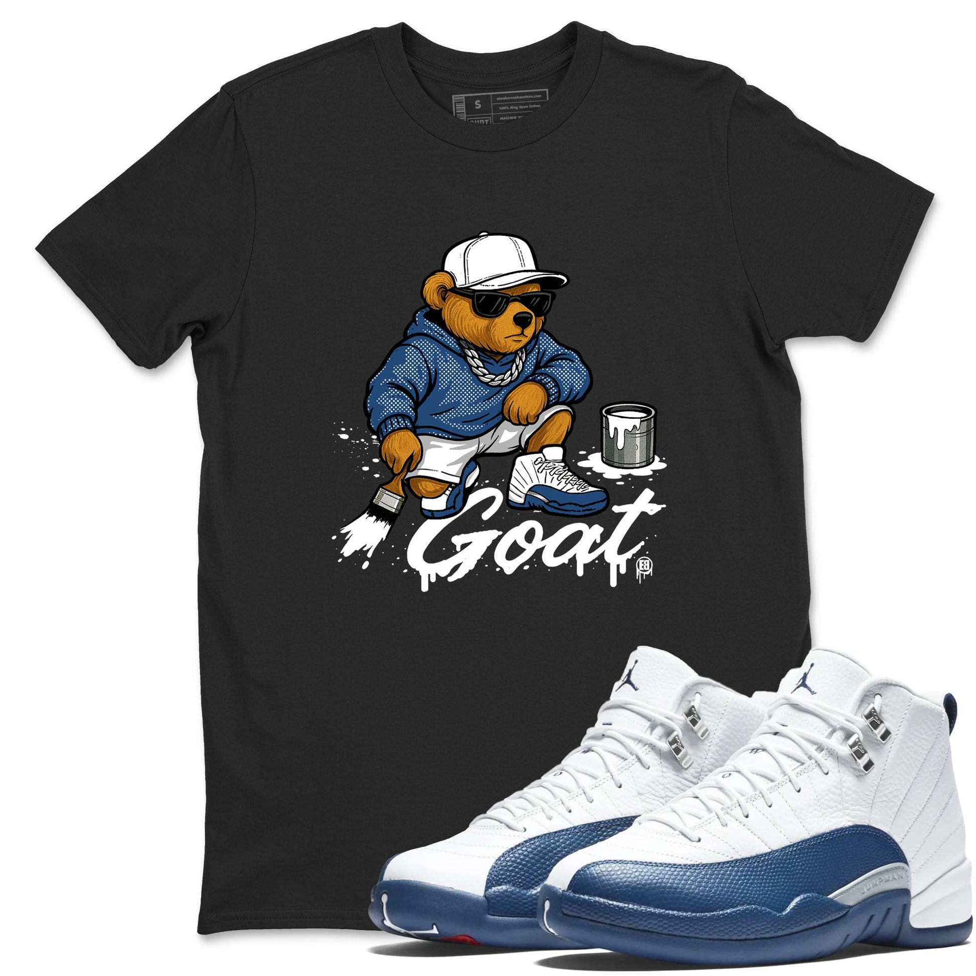 Sneaker match tees – Sneaker Tees To Match Air Jordan 12 French Blue Shoes – Drip the GOAT Tee Black 1
