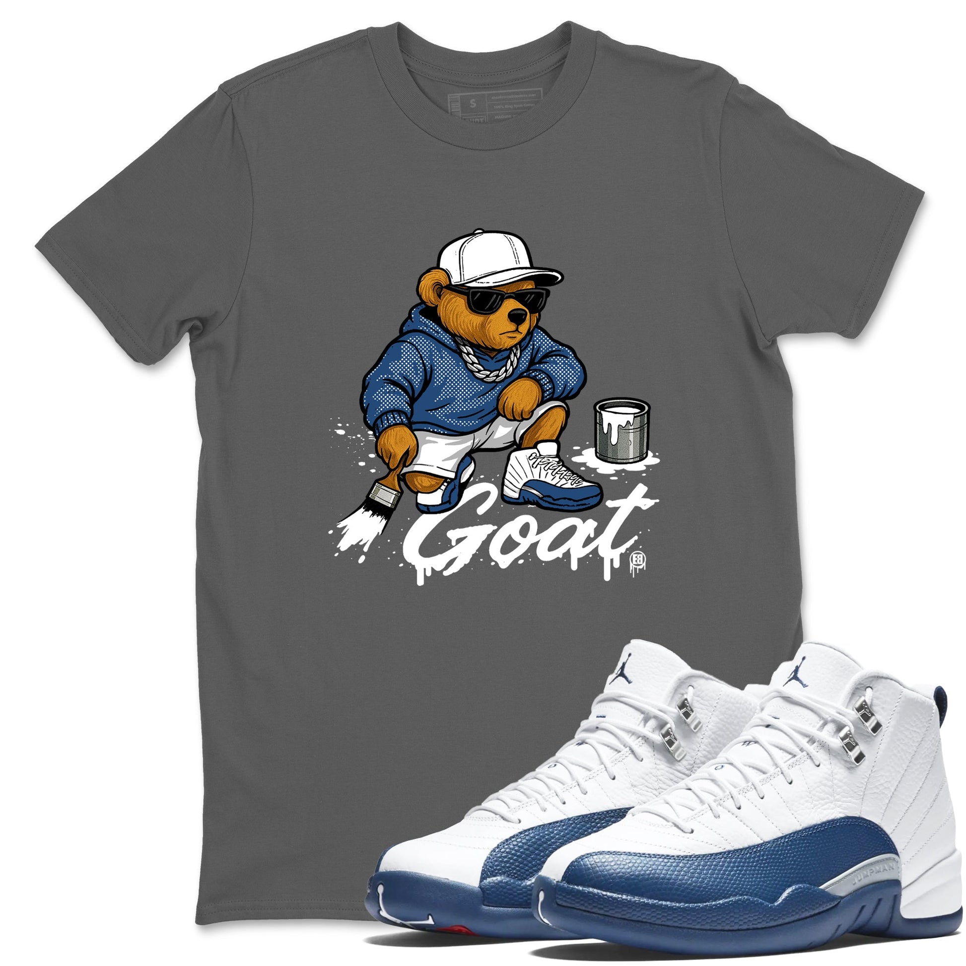 Sneaker match tees – Sneaker Tees To Match Air Jordan 12 French Blue Shoes – Drip the GOAT Tee Cool Grey 1