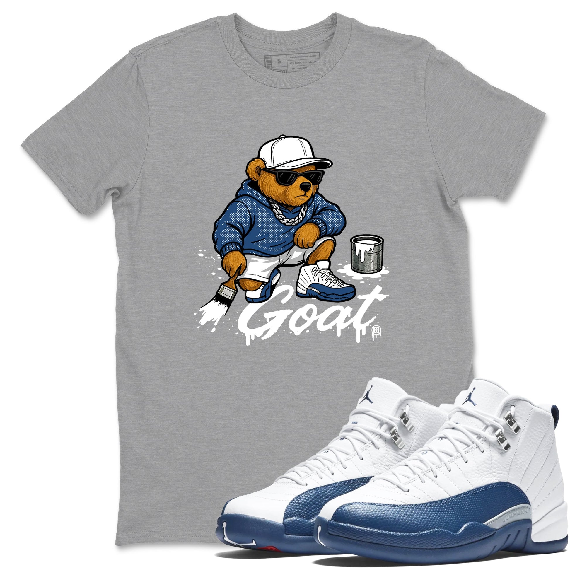 Sneaker match tees – Sneaker Tees To Match Air Jordan 12 French Blue Shoes – Drip the GOAT Tee Heather Grey 1