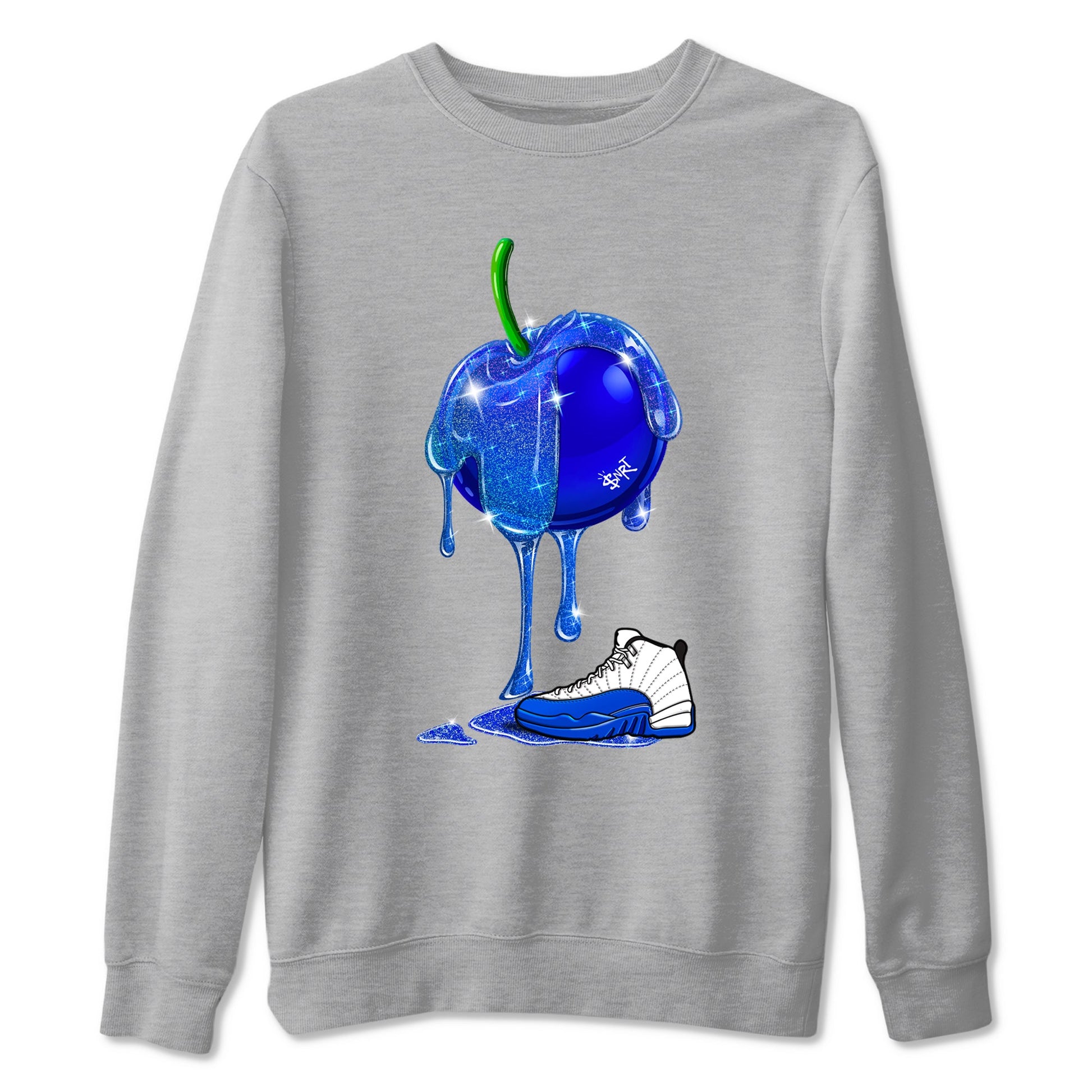 AJ12 Blueberry shirts to match jordans Dripping Blueberry sneaker match tees AJ12 Blueberry SNRT Sneaker Tees streetwear brand Heather Grey 2 unisex cotton tee