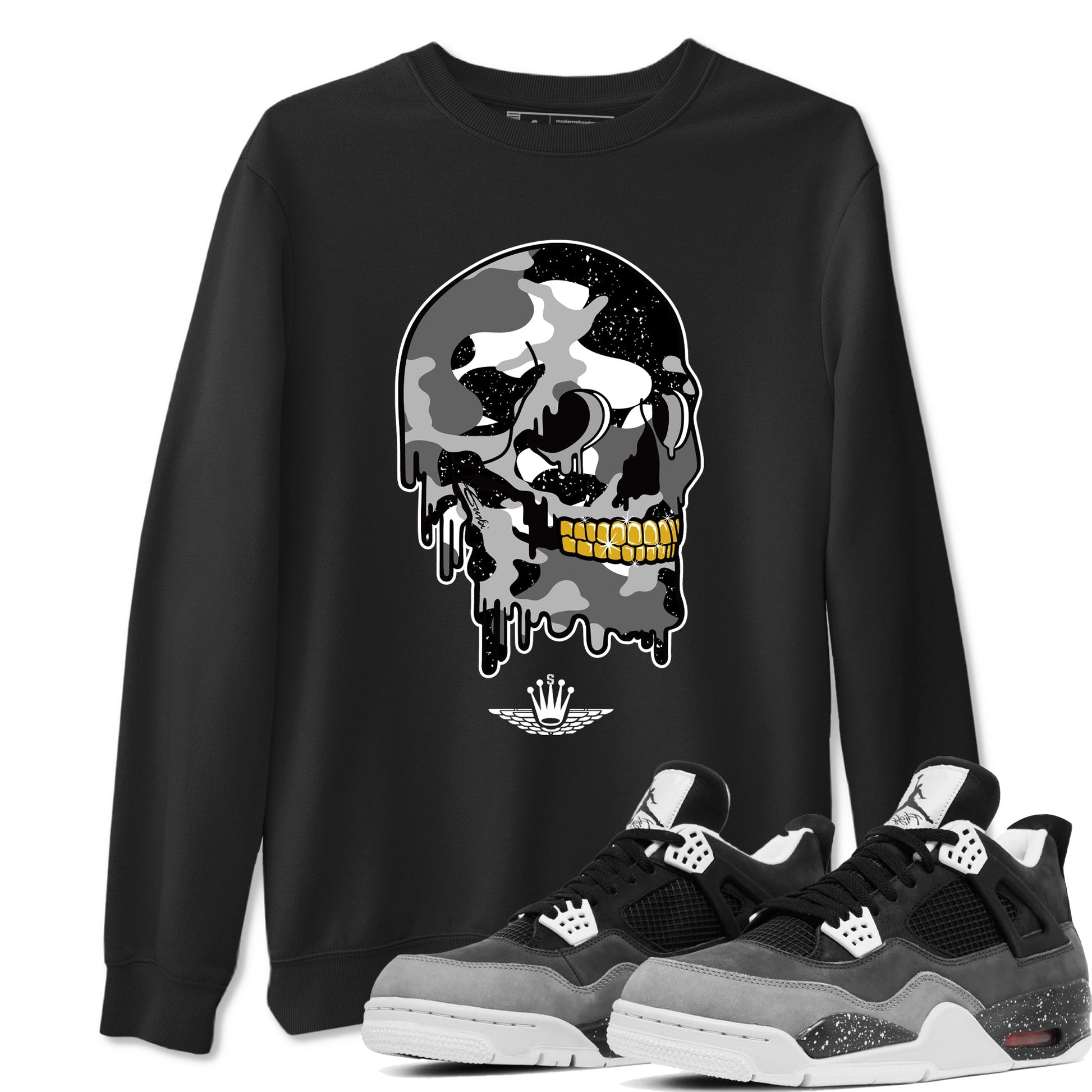 4s Fear shirts to match jordans Dripping Camo Skull sneaker match tees Air Jordan 4 Retro Fear match shoes to clothes SNRT Sneaker Tees unisex cotton Black 1 shirts