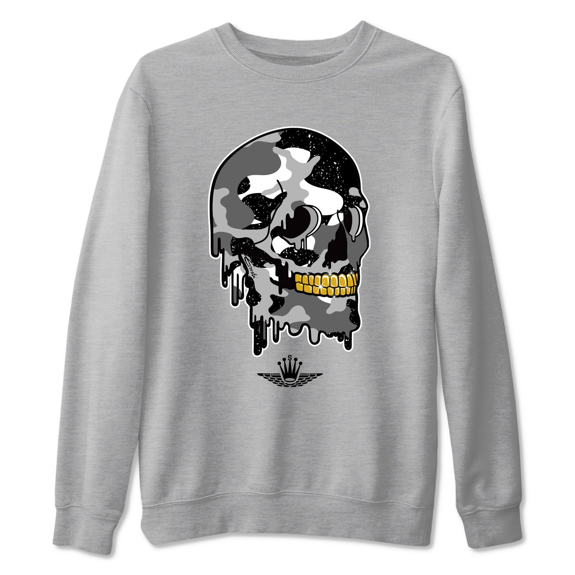 4s Fear shirts to match jordans Dripping Camo Skull sneaker match tees Air Jordan 4 Retro Fear match shoes to clothes SNRT Sneaker Tees unisex cotton Heather Grey 2 shirts