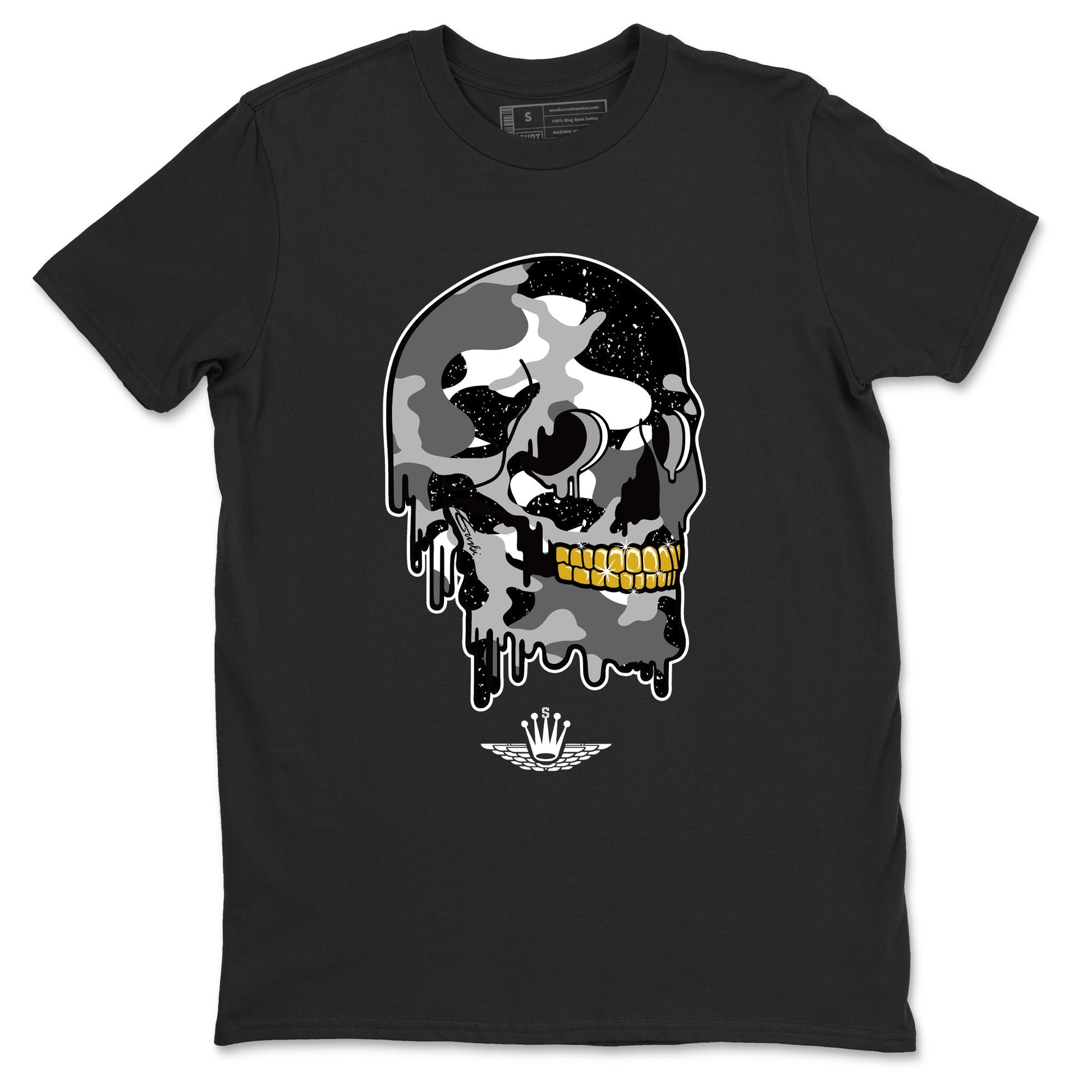 4s Fear shirts to match jordans Dripping Camo Skull sneaker match tees Air Jordan 4 Retro Fear match shoes to clothes SNRT Sneaker Tees unisex cotton Black 2 shirts