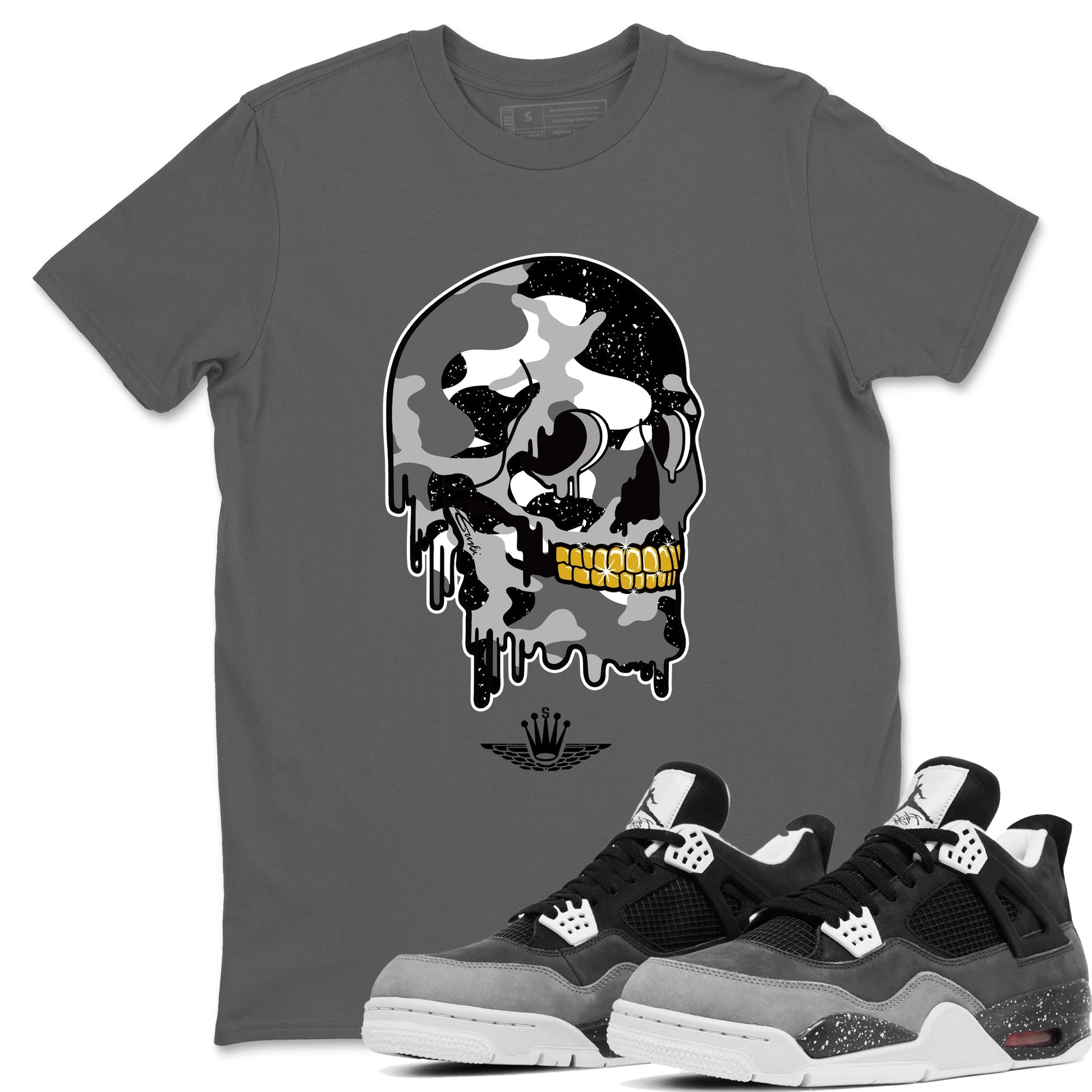 4s Fear shirts to match jordans Dripping Camo Skull sneaker match tees Air Jordan 4 Retro Fear match shoes to clothes SNRT Sneaker Tees unisex cotton Cool Grey 1 shirts