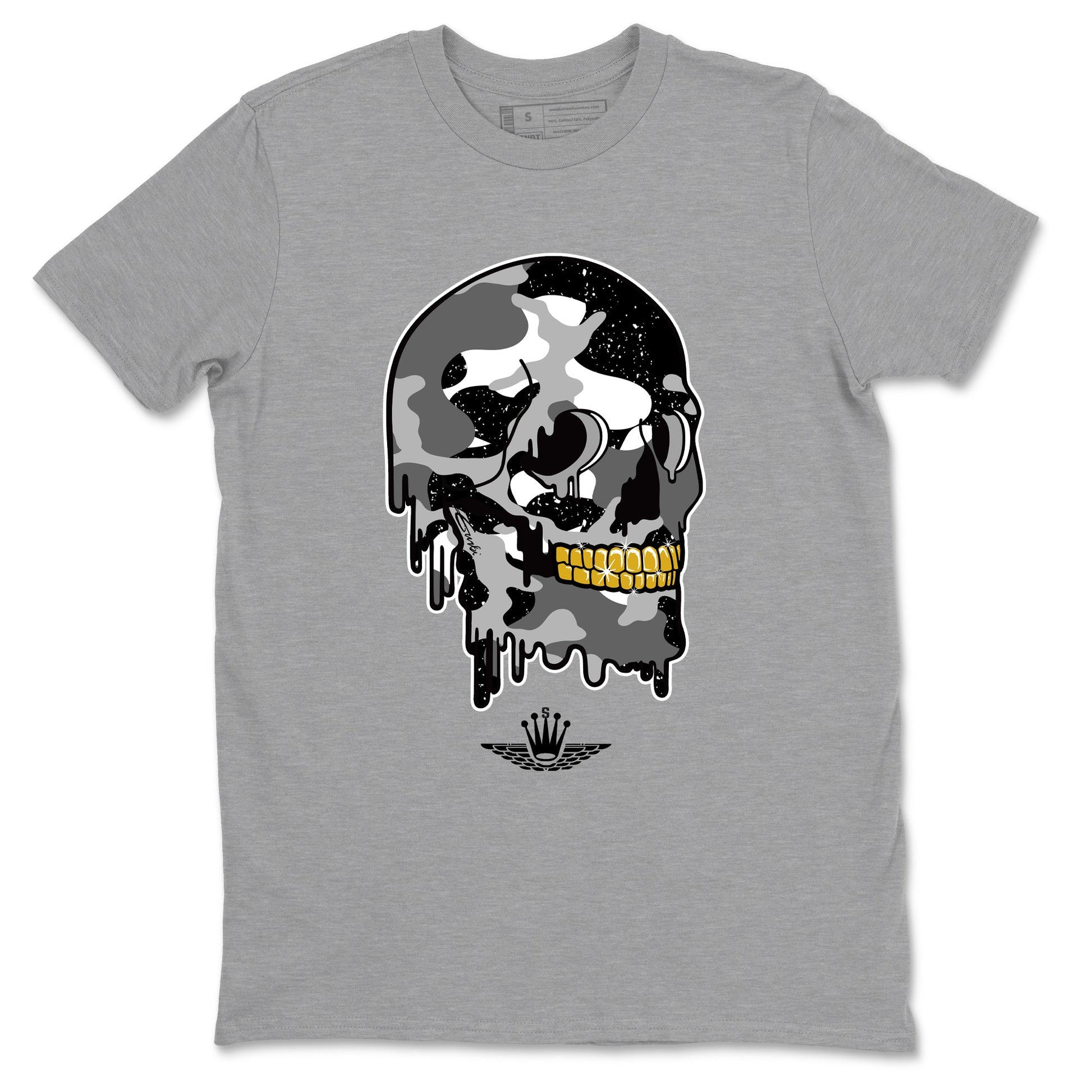 4s Fear shirts to match jordans Dripping Camo Skull sneaker match tees Air Jordan 4 Retro Fear match shoes to clothes SNRT Sneaker Tees unisex cotton Heather Grey 2 shirts