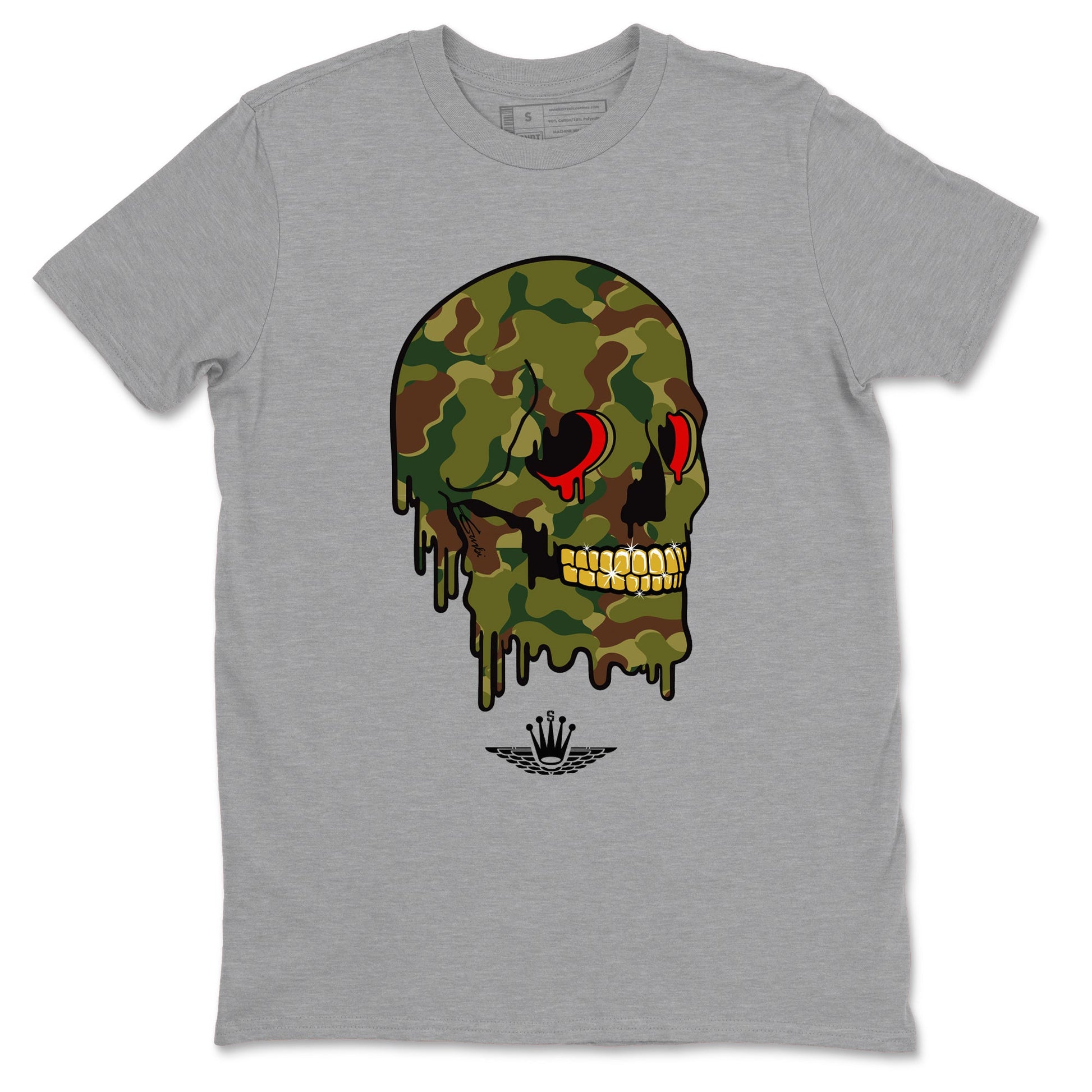 Air Max 90 Duck Camo shirts to match jordans Dripping Camo Skull sneaker match tees Air Max 90 Reverse Duck Camo match shoes to clothes SNRT Sneaker Tees unisex cotton Heather Grey 2 shirts