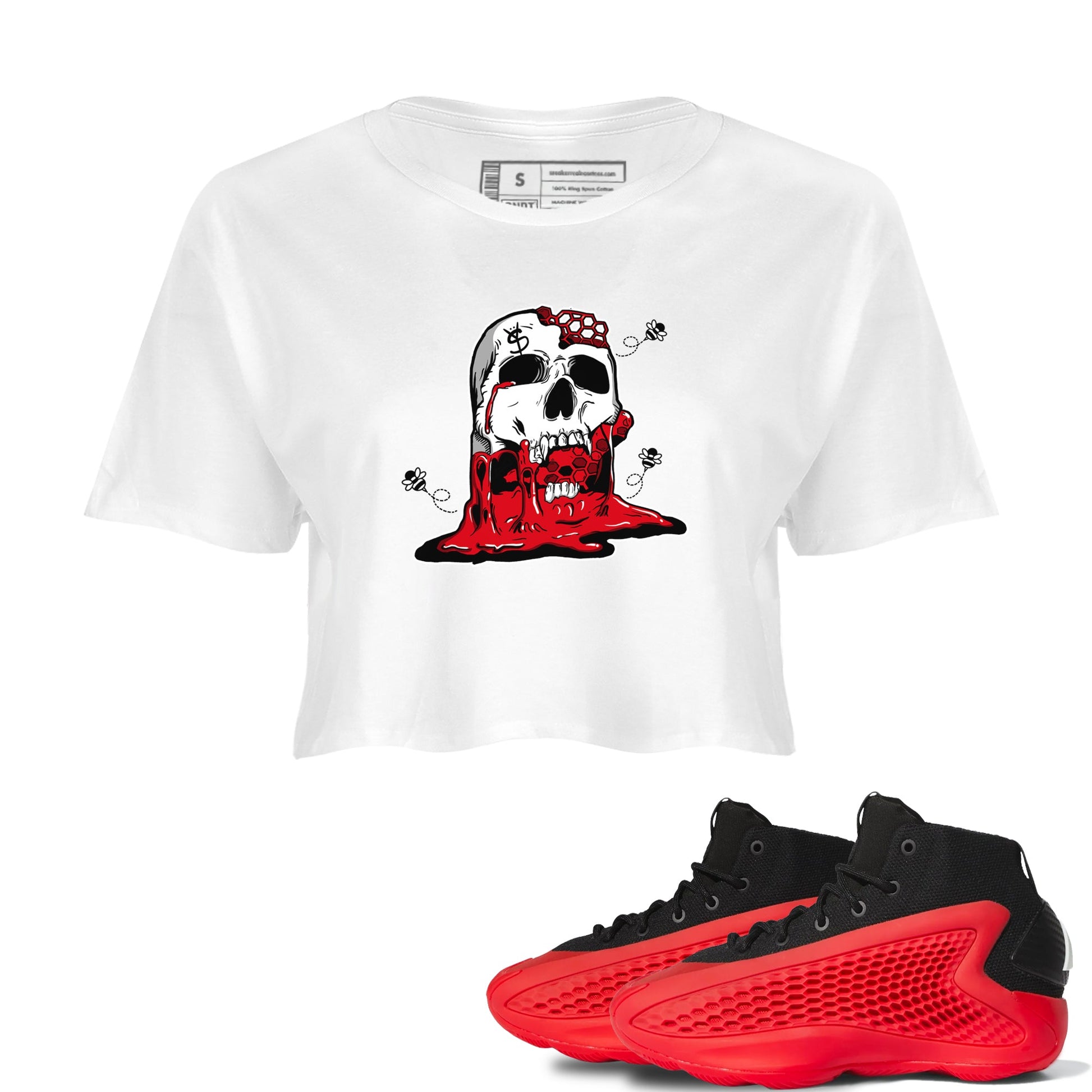 AE 1 Bred Shirts To Match Jordans Dripping Honey Skullhead sneaker match tees AE 1 Bred Tee SNRT Sneaker Release Tees unisex cotton White 1 Crop Shirts
