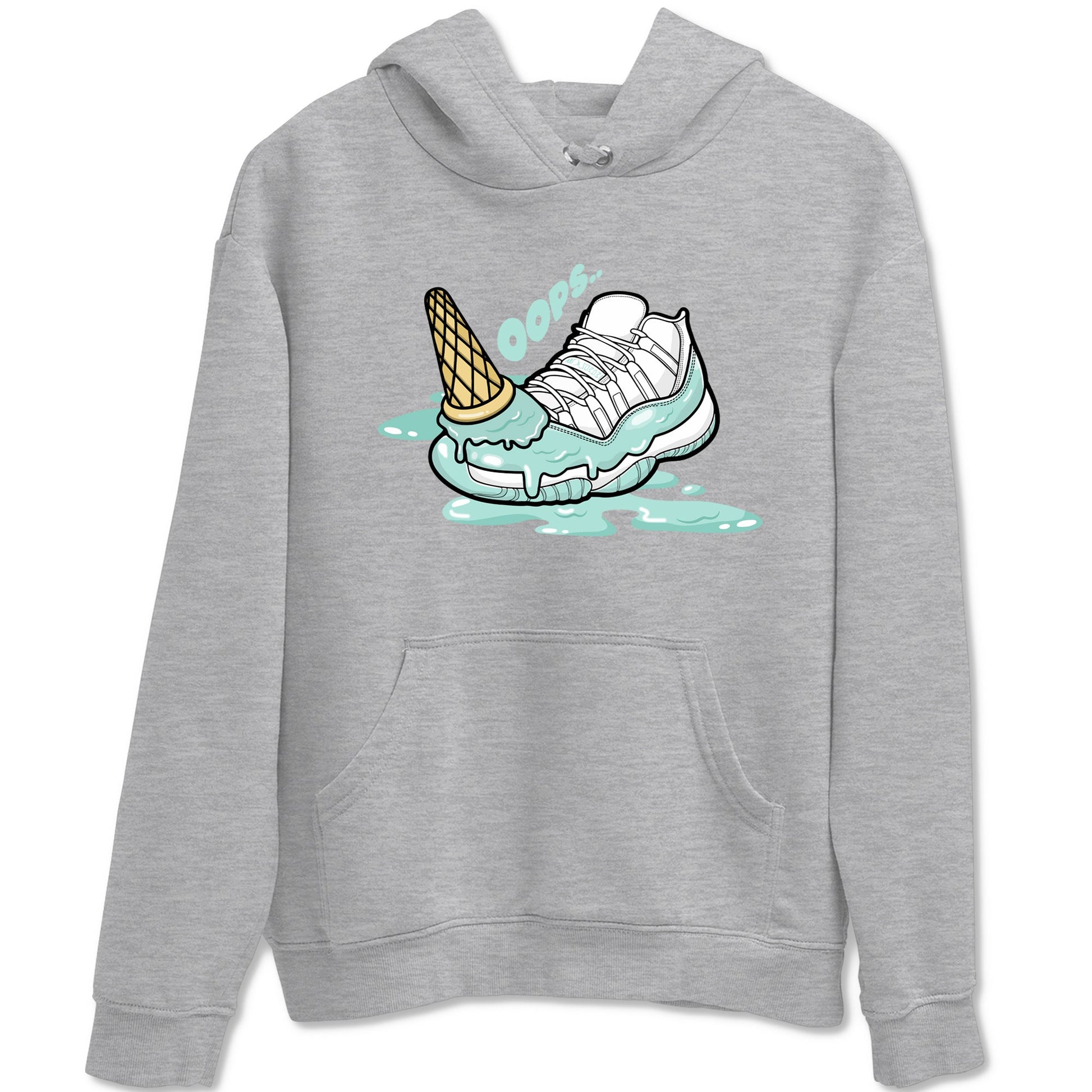Dropped Ice Cream sneaker match t-shirt styled to complete your fit with the Air Jordan 11 Igloo sneakers, shown in Heather Grey 2.