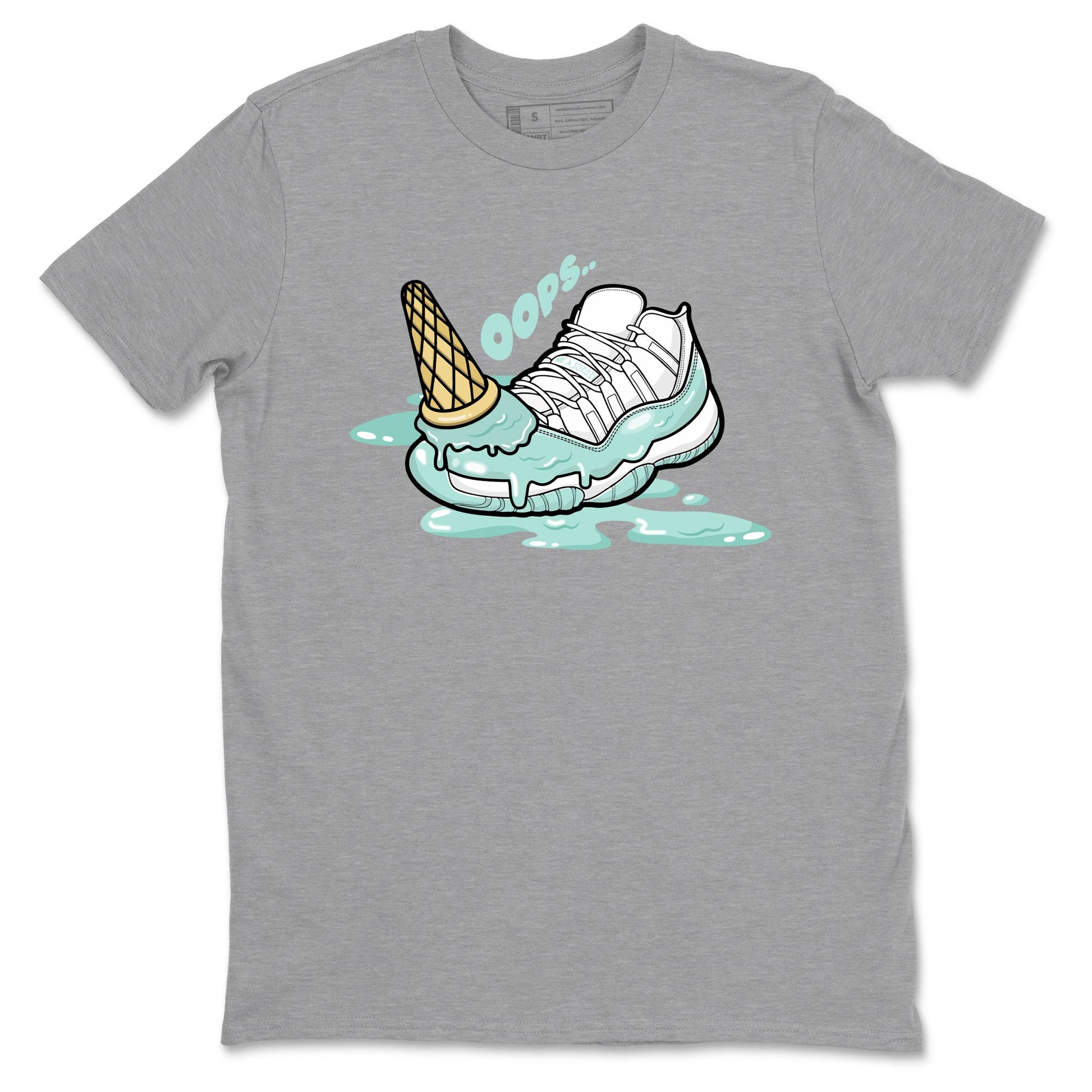 Dropped Ice Cream sneaker match t-shirt styled to complete your fit with the Air Jordan 11 Igloo sneakers, shown in Heather Grey 2.
